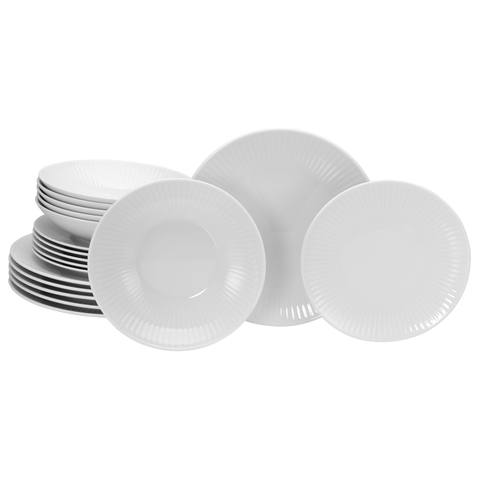 CreaTable, 21884, Serie Valencia, 18-teiliges Geschirrset für 6 Personen, Teller Set aus Porzellan