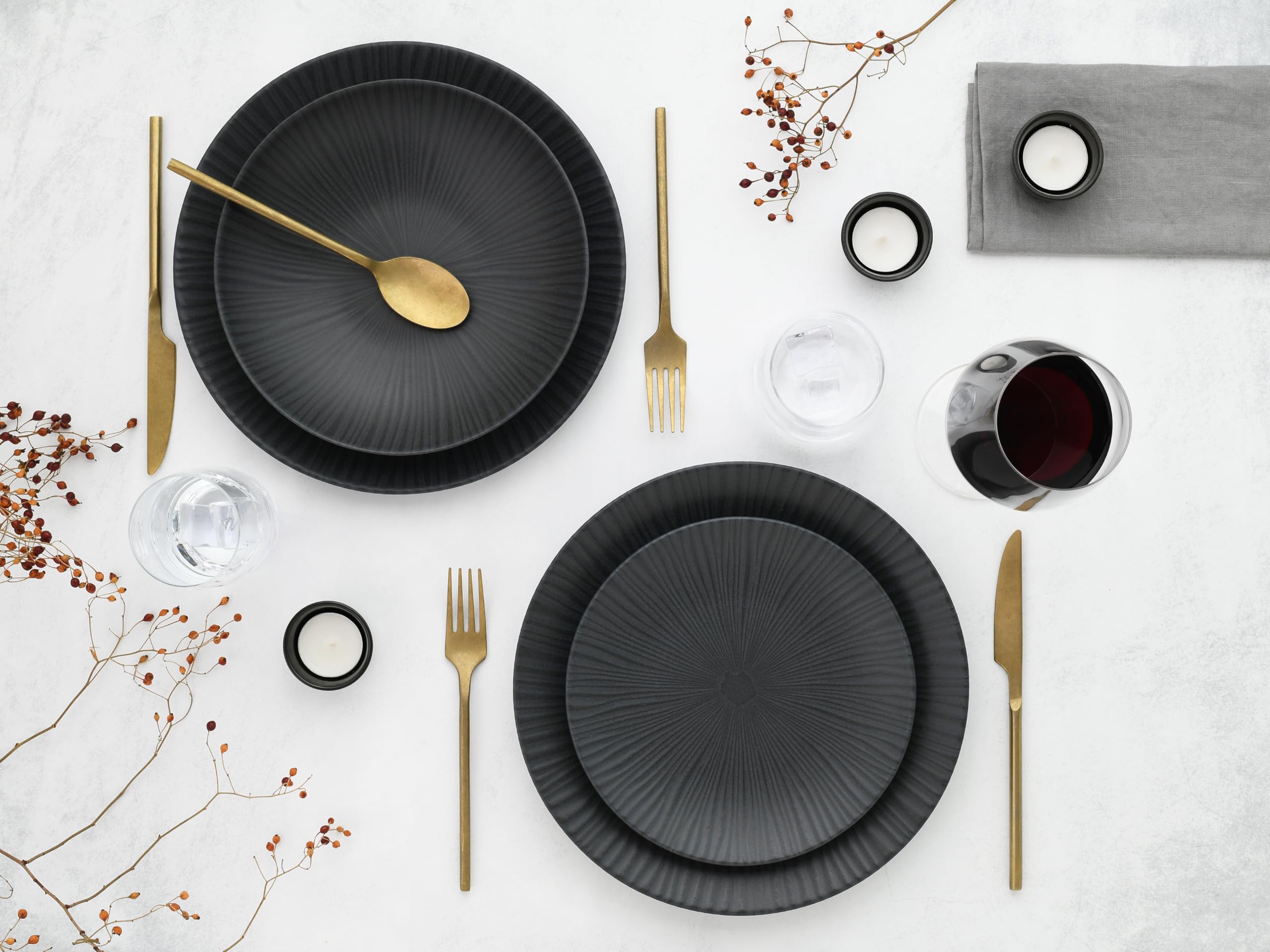 CreaTable, 24414, Serie Vesuvio Black, 18-teiliges Geschirrset für 6 Personen