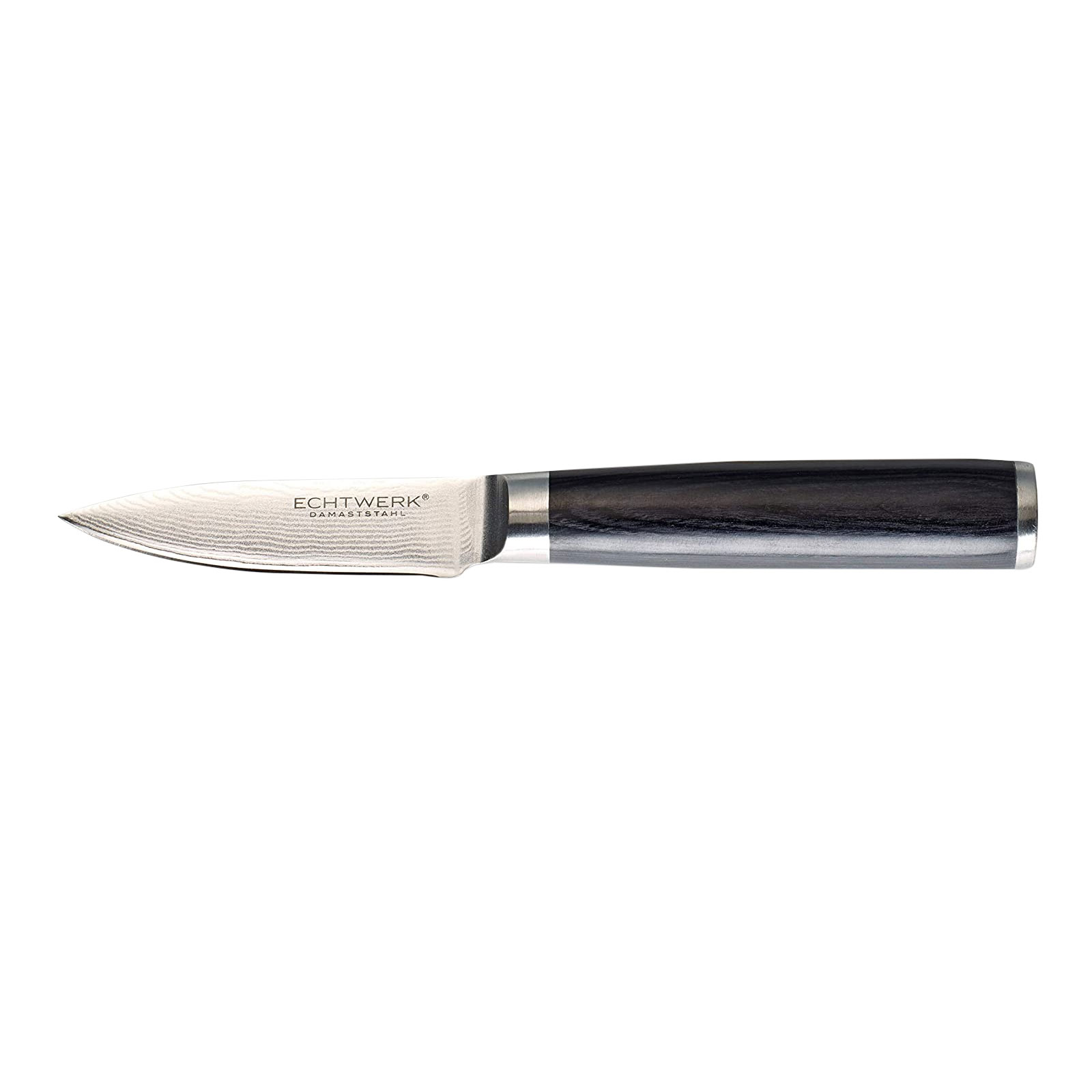 Echtwerk 2-tlg. Damaszener Messer Set, Santokumesser ca. 13cm/Schälmesser ca. 8cm, Damaststahl, Messergriffe aus Pakka-Holz, Inkl. Aufbewahrungsbox