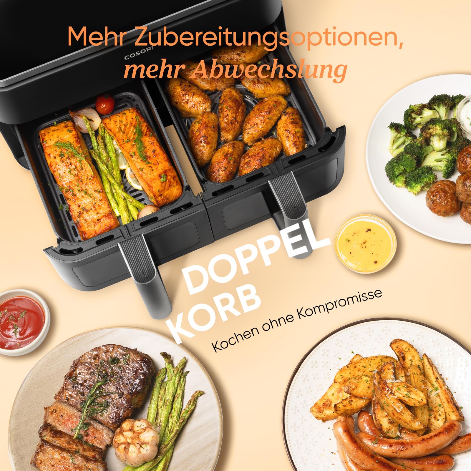 Cosori CAF-R901-AEU Doppel-Heißluftfritteuse