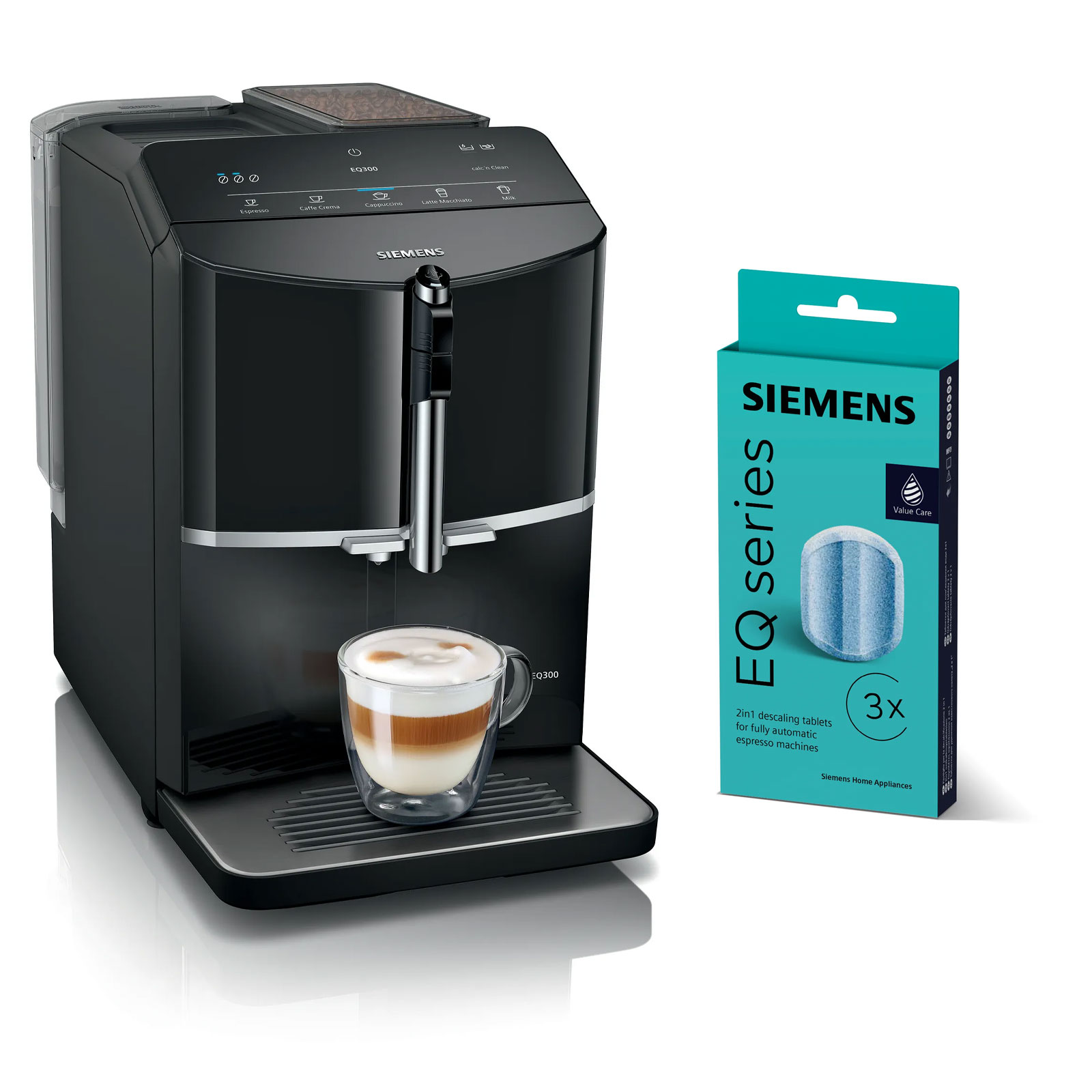 Siemens TF301E19, Kaffeevollautomat schwarz Entkalkungstabletten TZ80002A Siemens TF301E19, Kaffeevollautomat schwarz Entkalkungstabletten TZ80002A