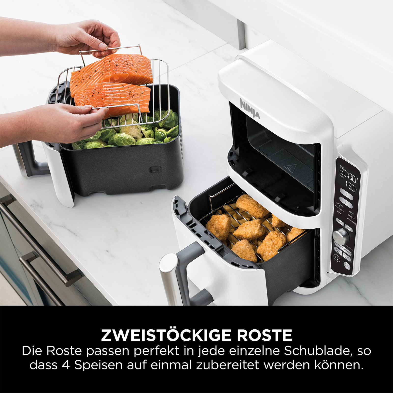 Ninja SL400EUWH Doppel XL Doppel-Heißluftfritteuse