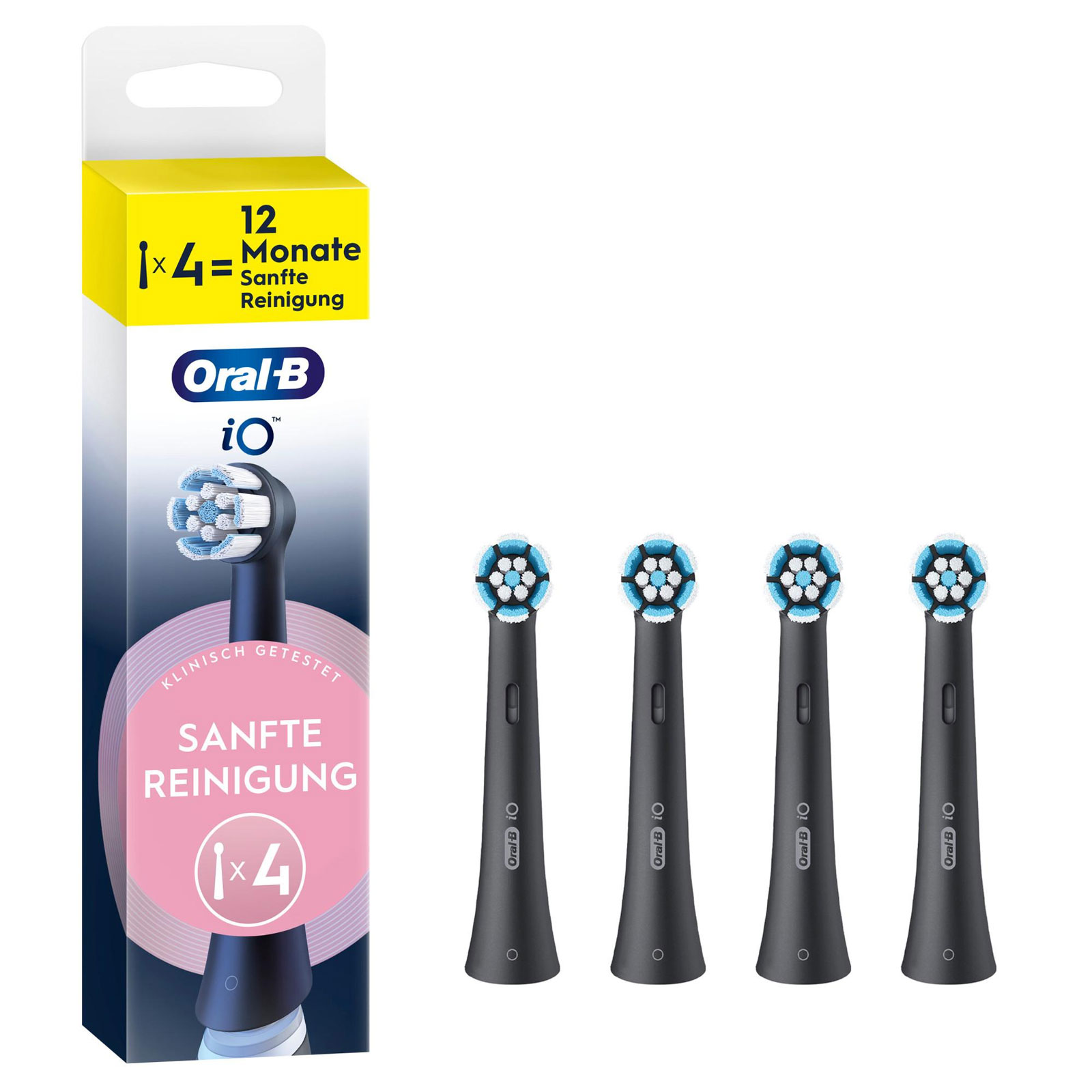 Oral-B iO Sanfte Reinigung, Original Aufsteckbürsten, Schwarz, 4er (passend für die Oral-B iO elektrische Zahnbürste) Oral-B iO Sanfte Reinigung, Original Aufsteckbürsten, Schwarz, 4er (passend für die Oral-B iO elektrische Zahnbürste)