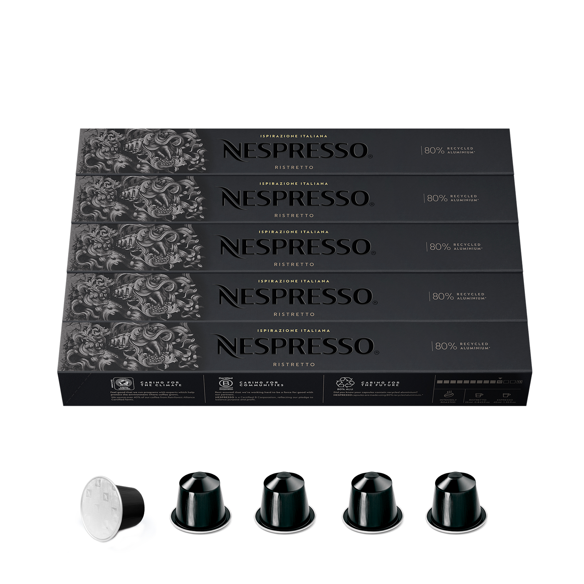 NESPRESSO ORIGINAL Ristretto, Dunkle Röstung, Kompatibel mit ORIGINAL Kaffeemaschinen, Kapsel Set aus 50 Kaffeekapseln