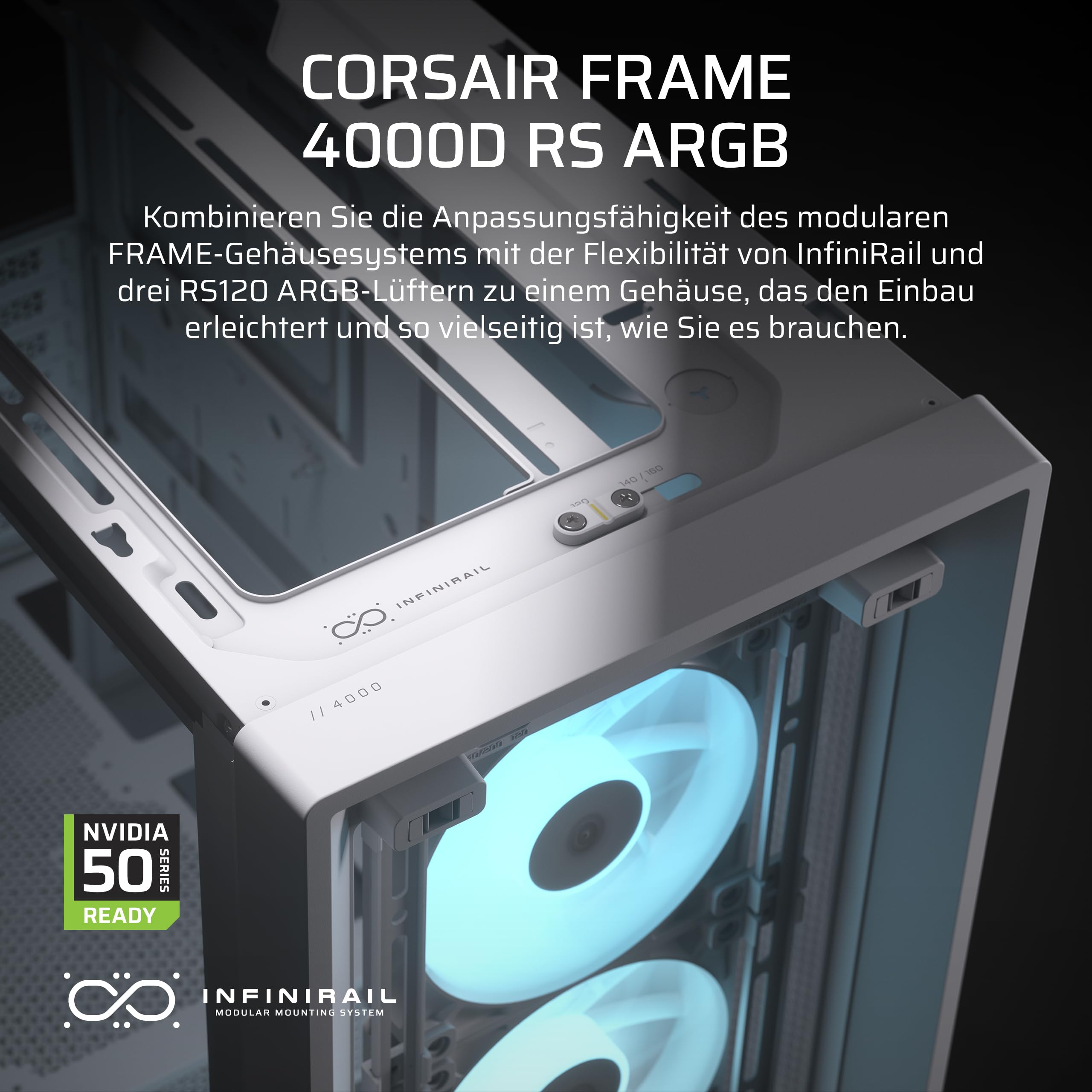 CORSAIR Frame 4000D RS ARGB Modulares Mid-Tower ATX PC-Gehäuse