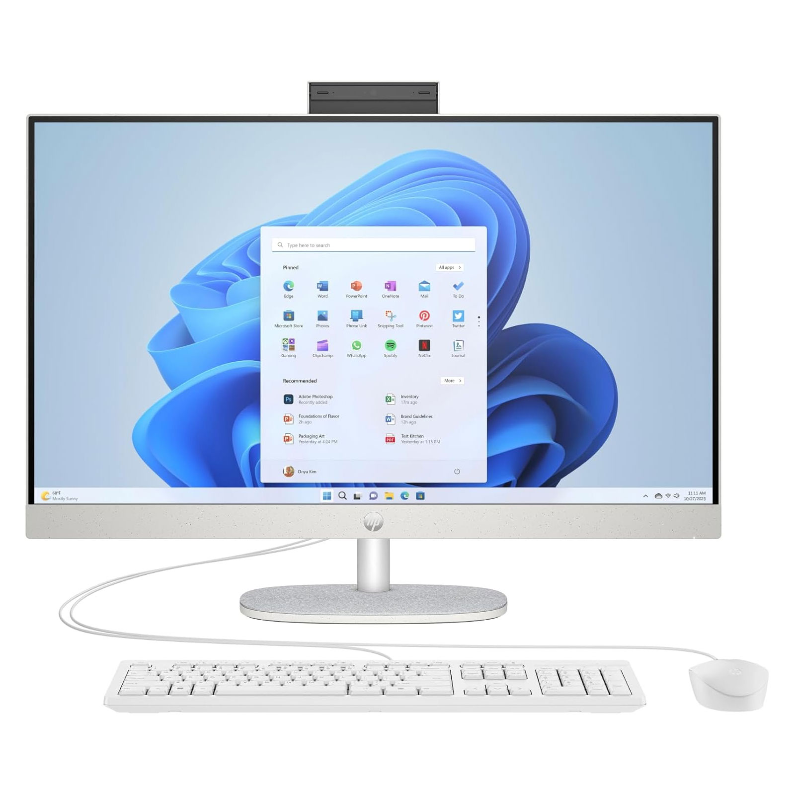 HP All-in-One 27-cr0600ng, Weiß, 27 Zoll, AMD Ryzen 5 7520U, 8 GB, 512 GB M.2 SSD