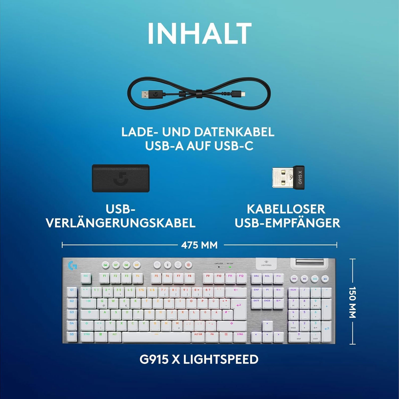 Logitech G G915 X LIGHTSPEED Low-Profile-Kabellose Gaming-Tastatur