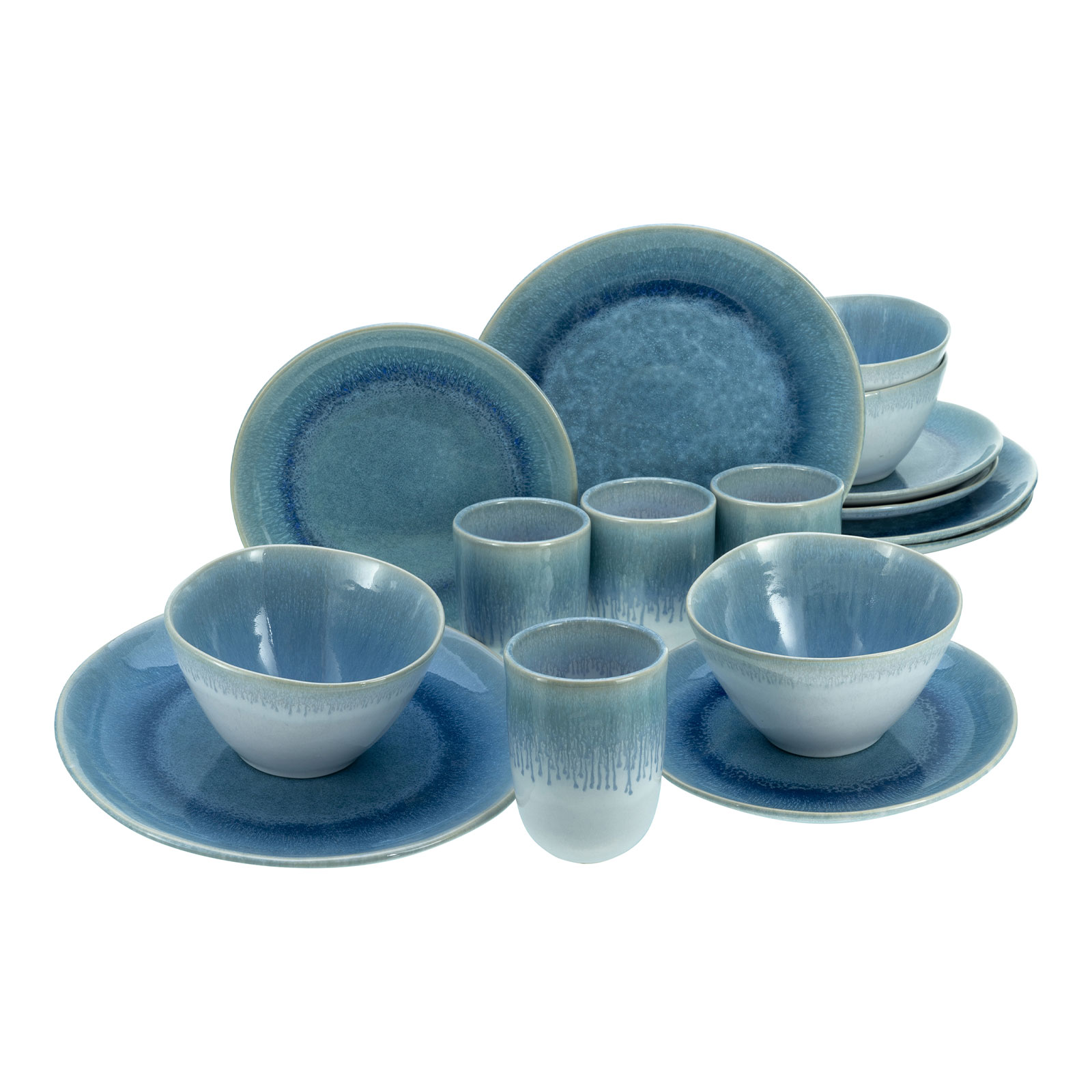 CreaTable, 14718, Serie Aquarius Blau, Geschirrset, Kombiservice 16 teilig