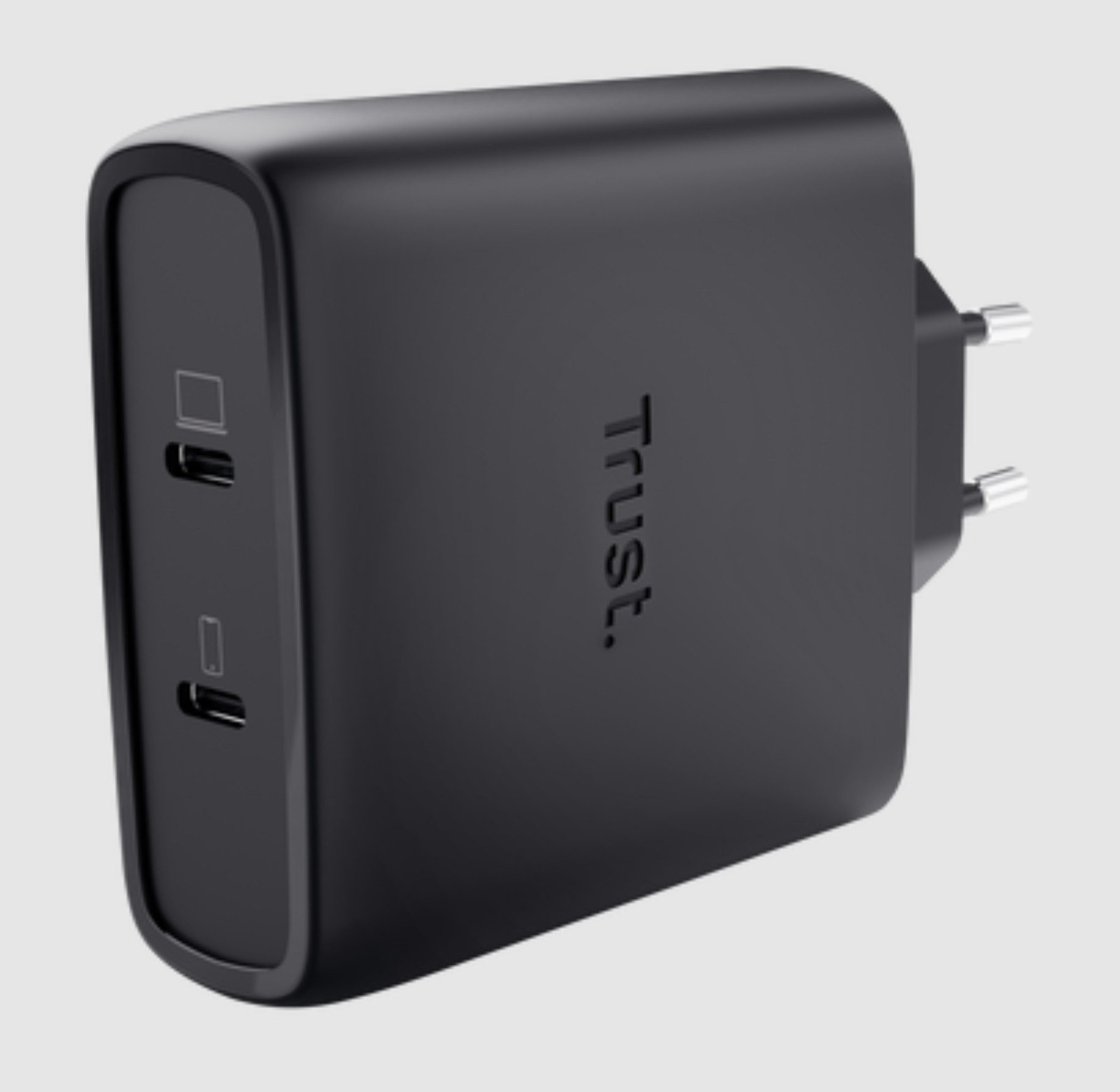 Trust Maxo USB-C-GaN-Ladegerät 100 W mit 2 USB-C-Anschlüssen, Schwarz (25527)