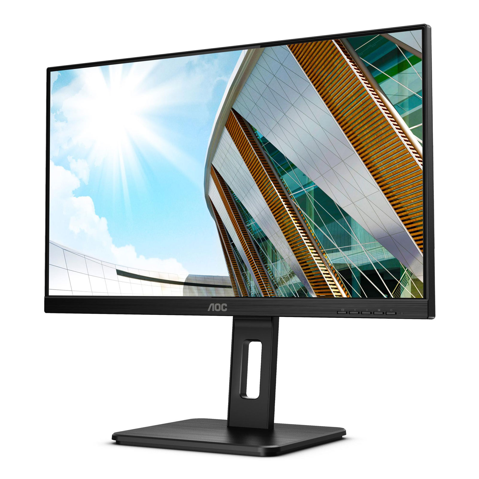 AOC Monitor P2 24P2Q, Schwarz, 23,8 Zoll, Full HD, IPS, 75 Hz, 4 ms (USB, HDMI, DisplayPort, VGA, DVI, höhenverstellbar, neigbar, schwenkbar, Pivot, AdaptiveSync)