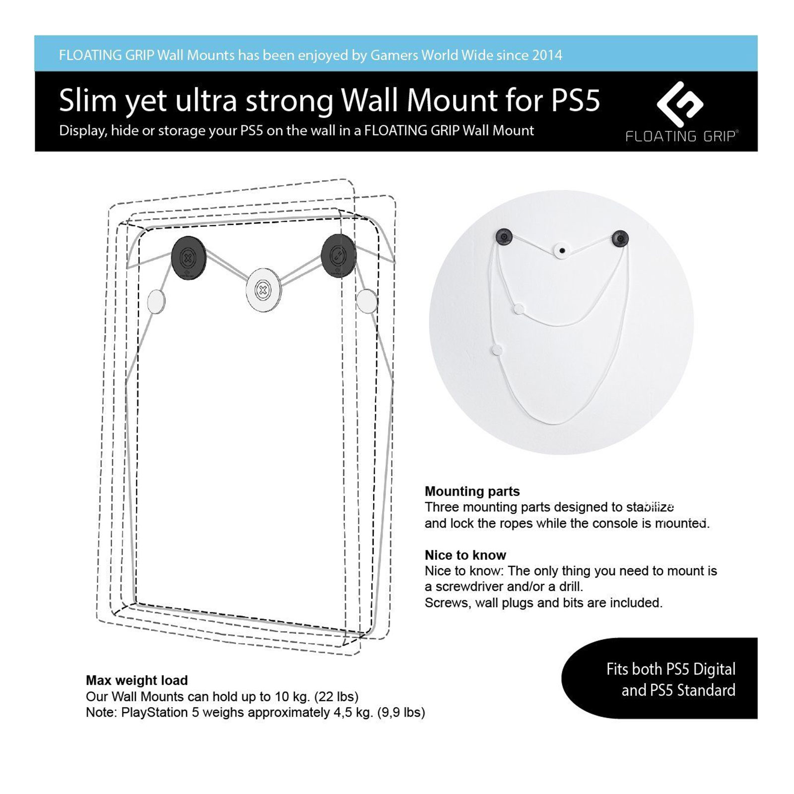 Floating Grip PS5 Bundle Box Wandhalterung