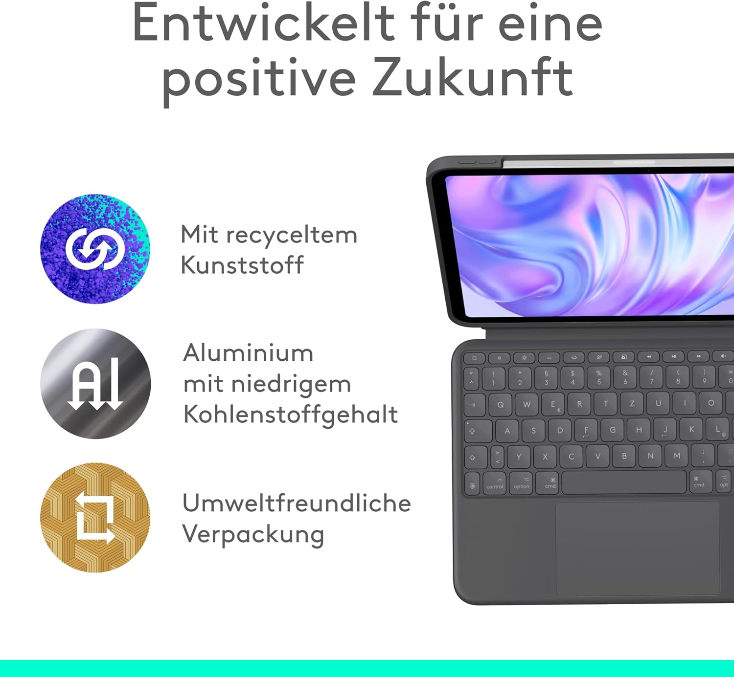 Logitech Logitech Combo Touch Keyboard Case für 11" iPad Pro M4 / M5, Schwarz Tablet-Tastatur mit Bookcover
