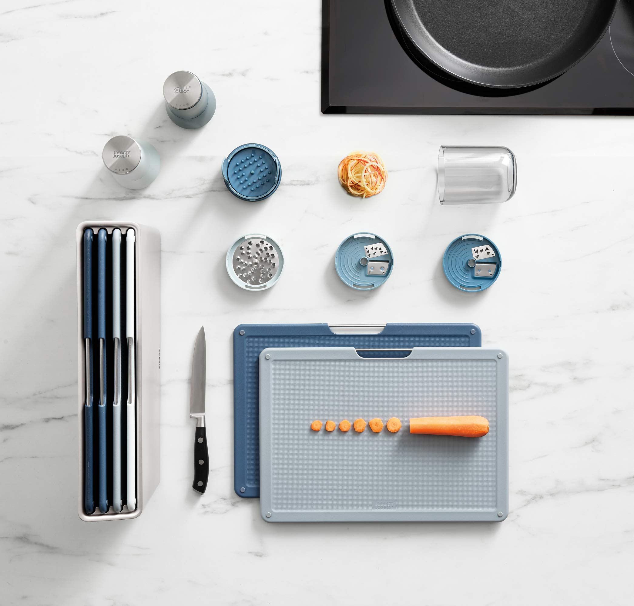Joseph Joseph Milltop Salz- und Pfeffermühlen-Set Blau Keramikmühle