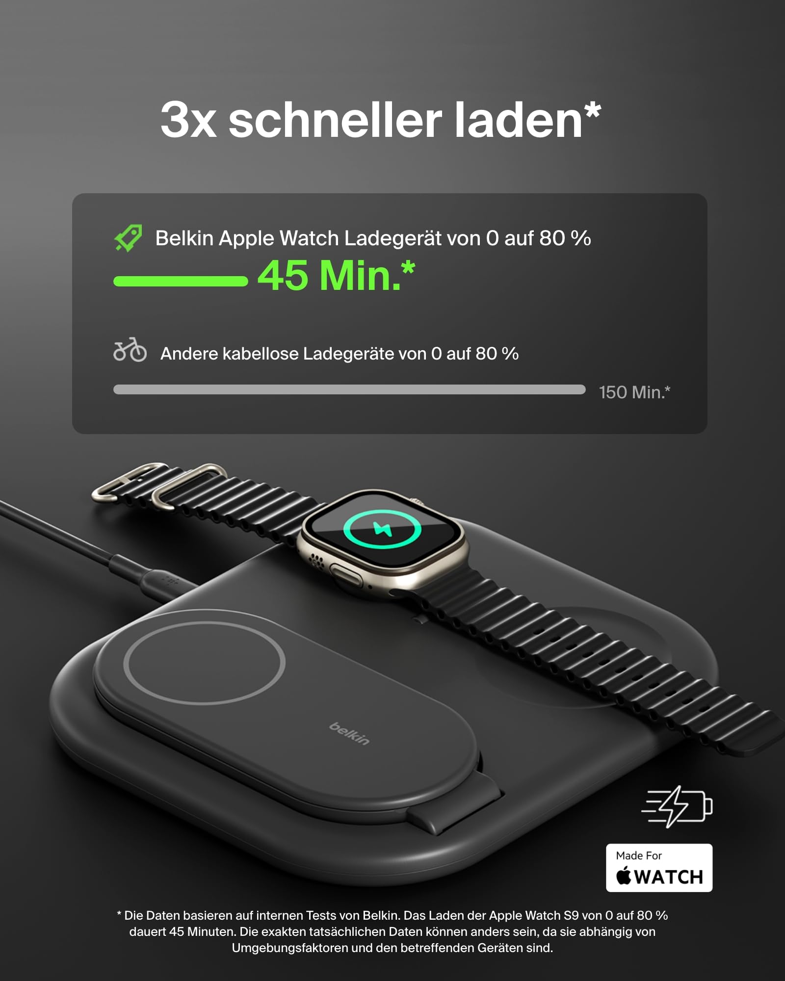 BELKIN Boost Charge Magnetische, einklappbare, kabellose 3-in-1-Ladestation mit Qi2 (15 W)