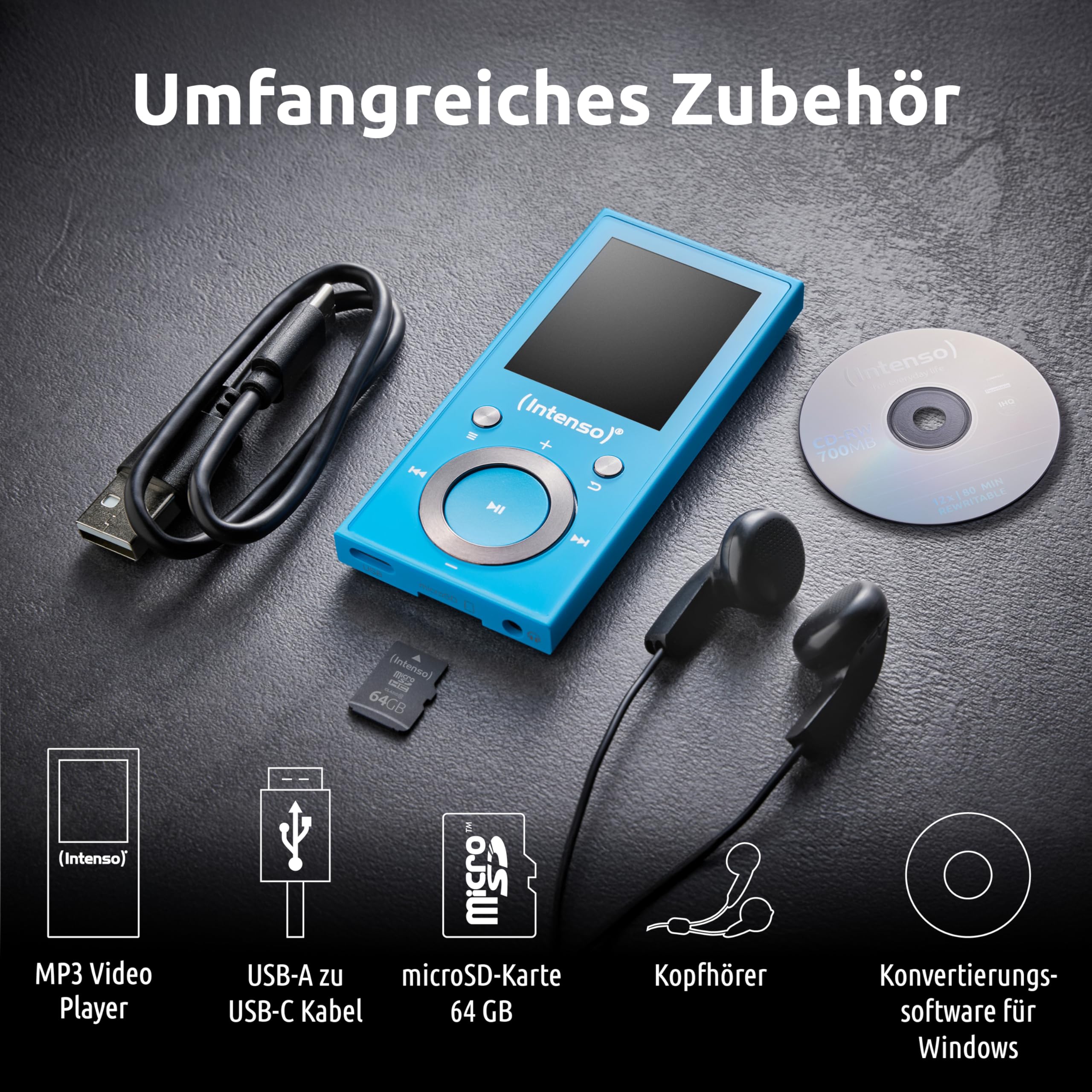 Intenso Video Scooter BT MP3 Player mit Bluetooth 5.0, 1,8 Zoll Farbdisplay