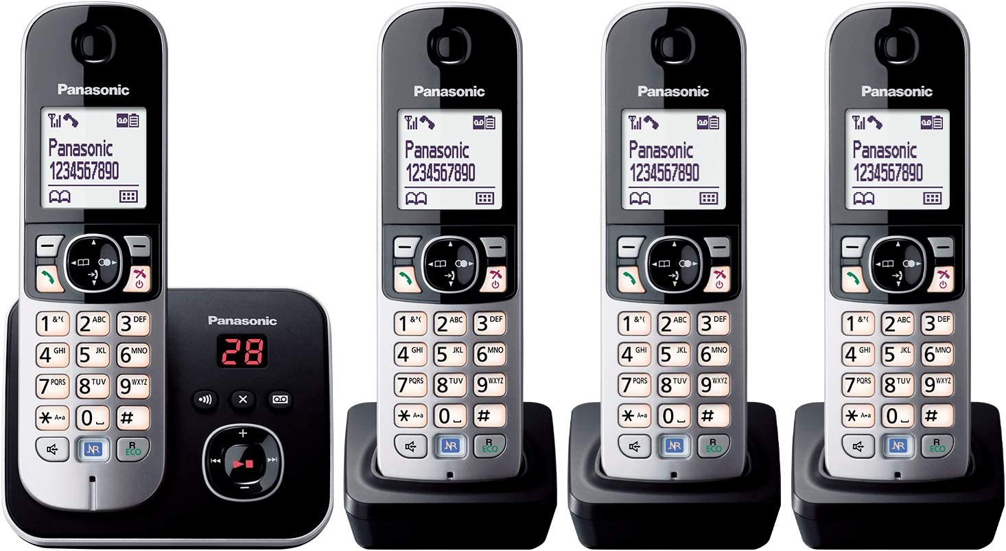 Panasonic KX-TG6824GB Schnurlostelefon mit Anrufbeantworter und 4 Mobilteilen