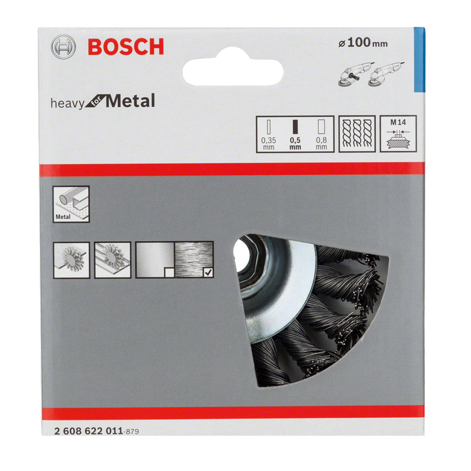 Bosch Professional 1 Kegelbürste M14, 100mm, gez., 0,5mm Stahl 