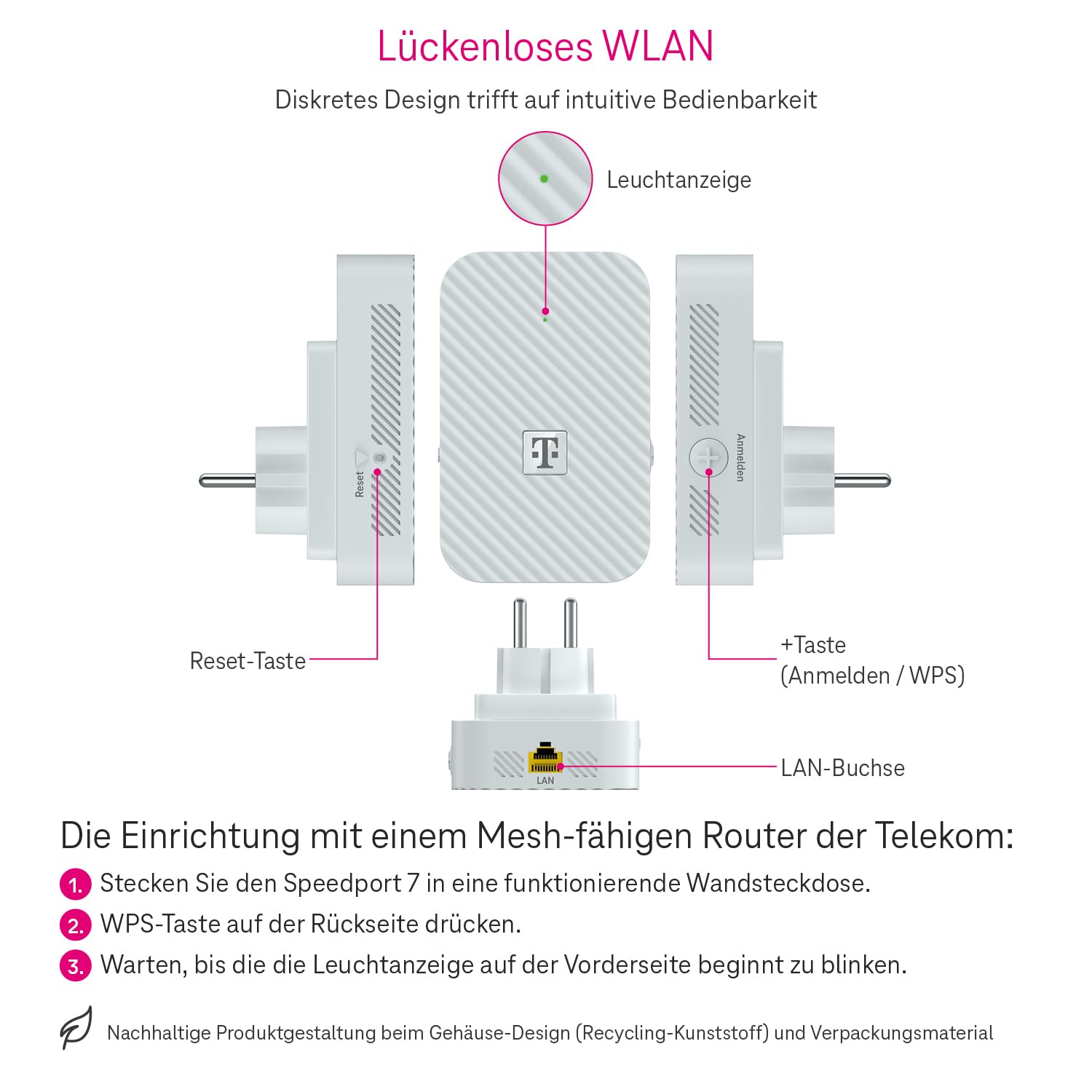 Telekom Speedport 7 Repeater I Wi-Fi 7 fähiger WLAN-Verstärker für Speedport 7