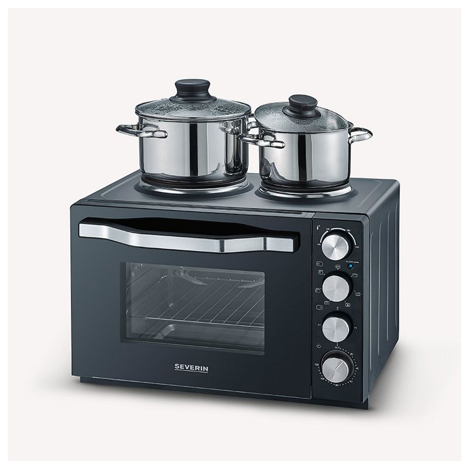 SEVERIN TO 2074 KLEINKÜCHE (2500 W, 30 l, schwarz, Oberhitze und Unterhitze, mit Umluft, Timer, Drehspieß, Backblech)