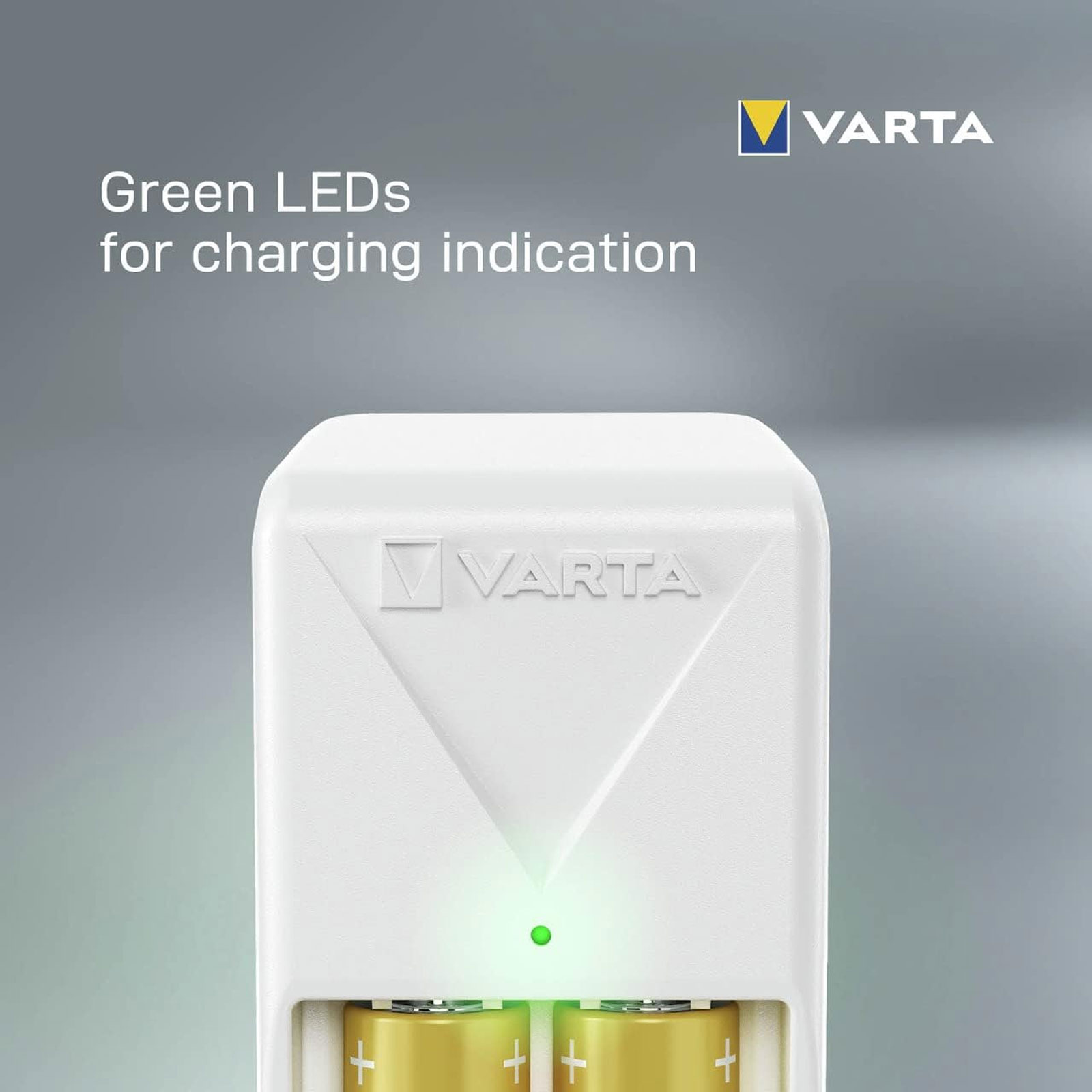 VARTA Ladegerät Mini Charger 2x AA 56706 2100mAh (4,5 h Ladezeit, lädt 2 AA oder AAA Akkus, Ladeanzeige, 2x Recharge Accu Power AA 2100 mAh)