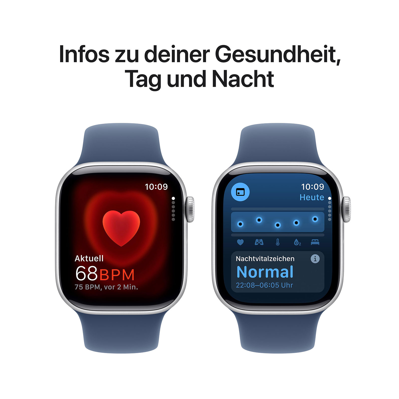 Apple Watch Series 10 GPS, 42 mm Aluminiumgehäuse Silber, Sportarmband Denim - S/M