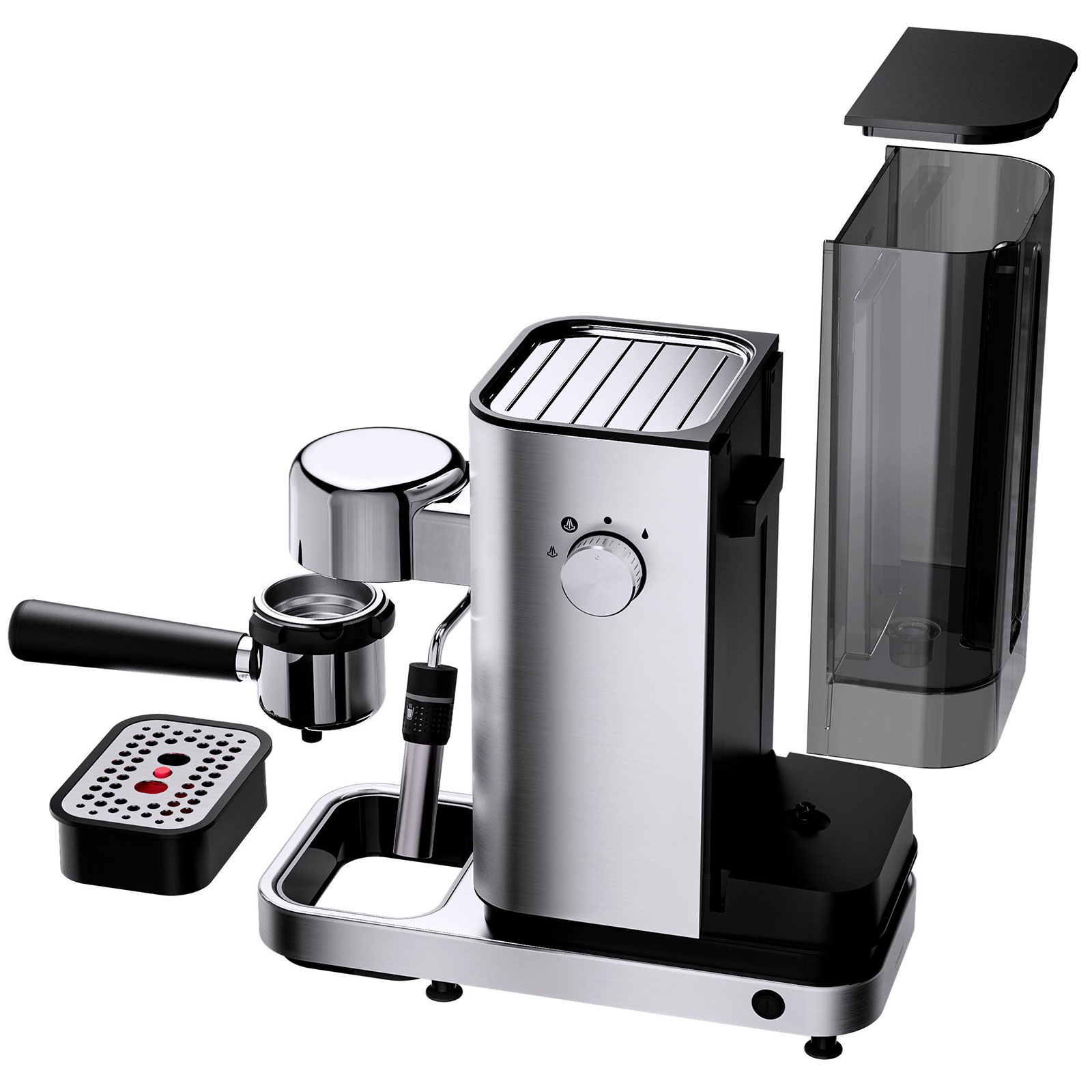 WMF Lumero Espresso Siebträger-Espressomaschine (15 bar, 1350 Watt, Thermoblock, Milchdüse, Edelstahl-Tamper, höhenverstellbare Tropfschale, abnehmbarer Wassertank)