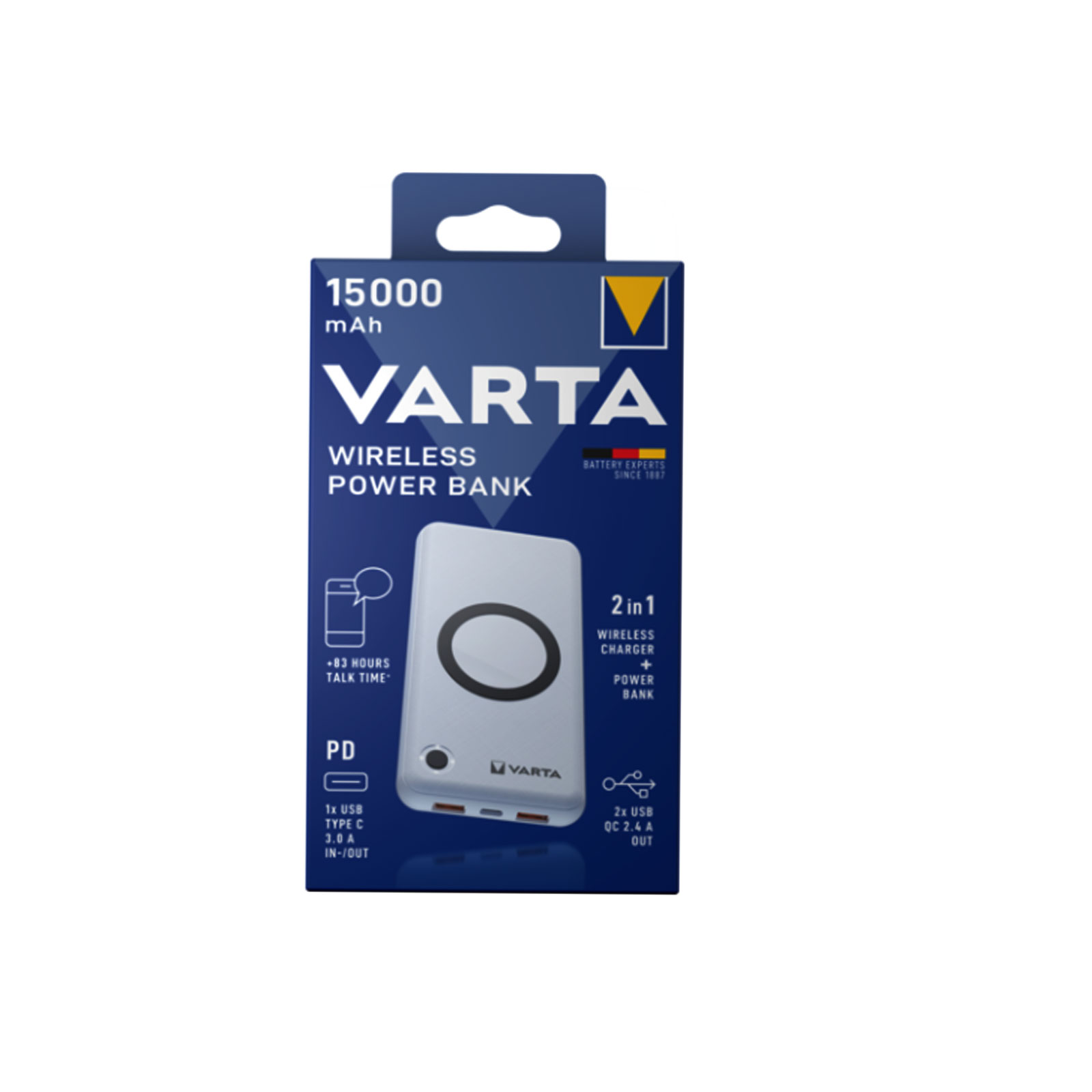VARTA Wireless Power Bank 15.000-mAh +Ladekabel