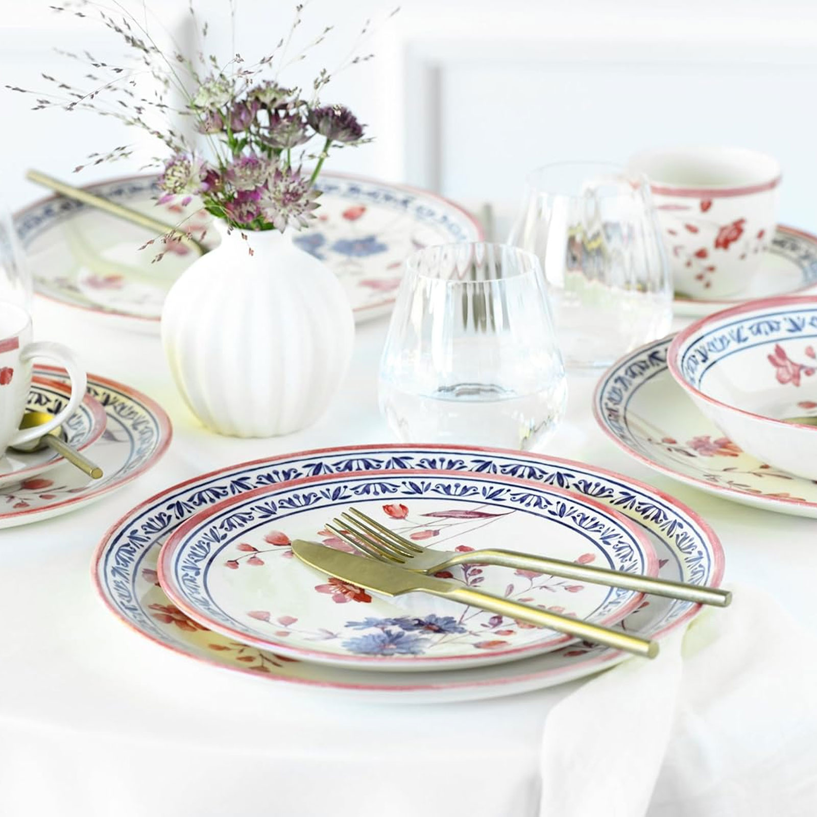 CreaTable, 24019, Serie Cottage, 30-teiliges Geschirrset, Kombiservice aus Steingut, spülmaschinen- und mikrowellengeeignet, Qualitätsproduktion