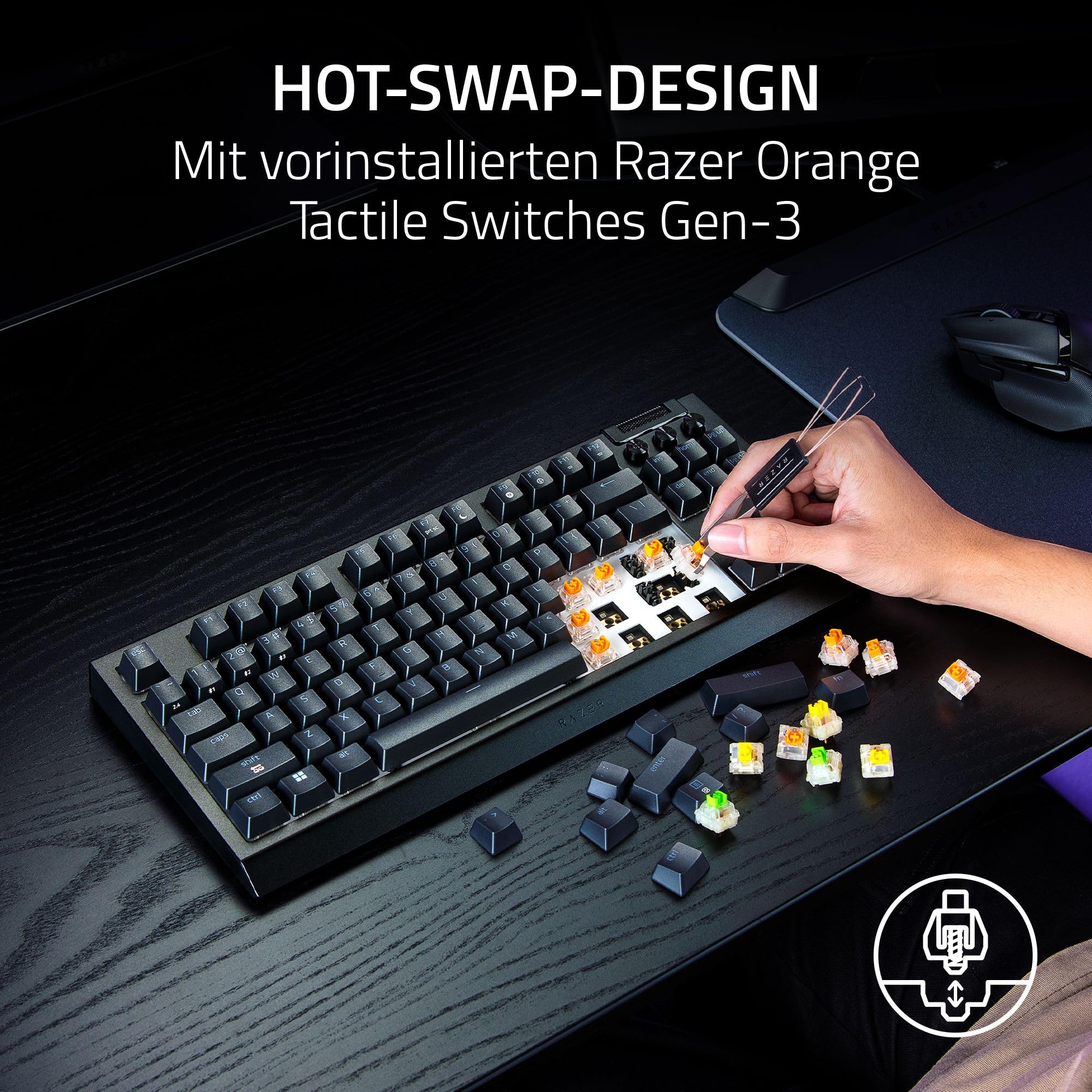 Razer BlackWidow V4 Tenkeyless HyperSpeed, Orange Tactile Switch Gaming-Tastatur