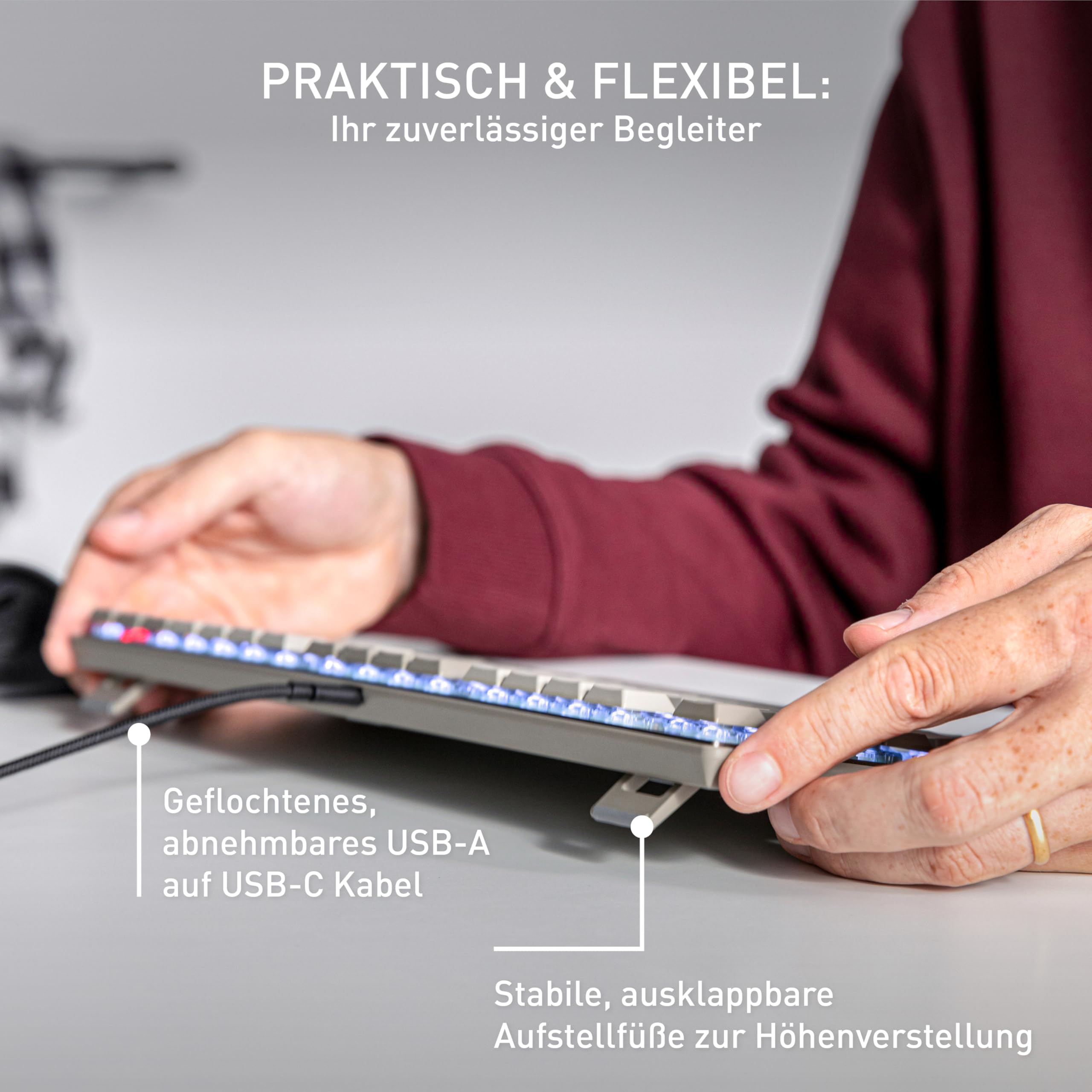 CHERRY KC 500 MX LP, Mechanische Low-Profile-Tastatur, Deutsches Layout (QWERTZ)