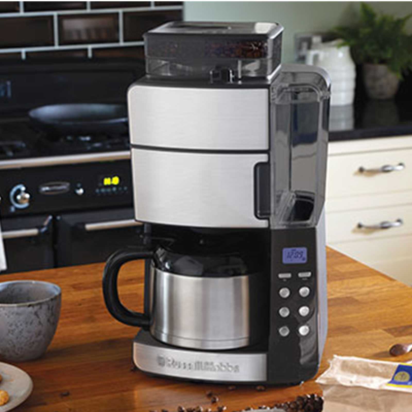 Russell Hobbs 25620-56 Grind & Brew Thermo-Kaffeeautomat mit Mahlwerk Edelstahl / schwarz