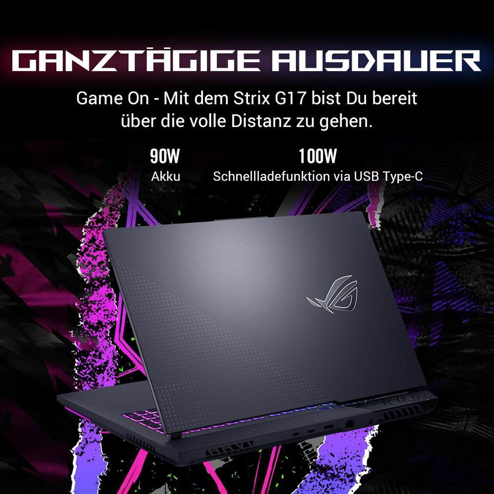 ASUS ROG Strix G17 G713PV-HX198W, 17,3 Zoll, Full HD, AMD Ryzen 9 7940HX, 16 GB, 1 TB M.2 SSD, RTX 4060