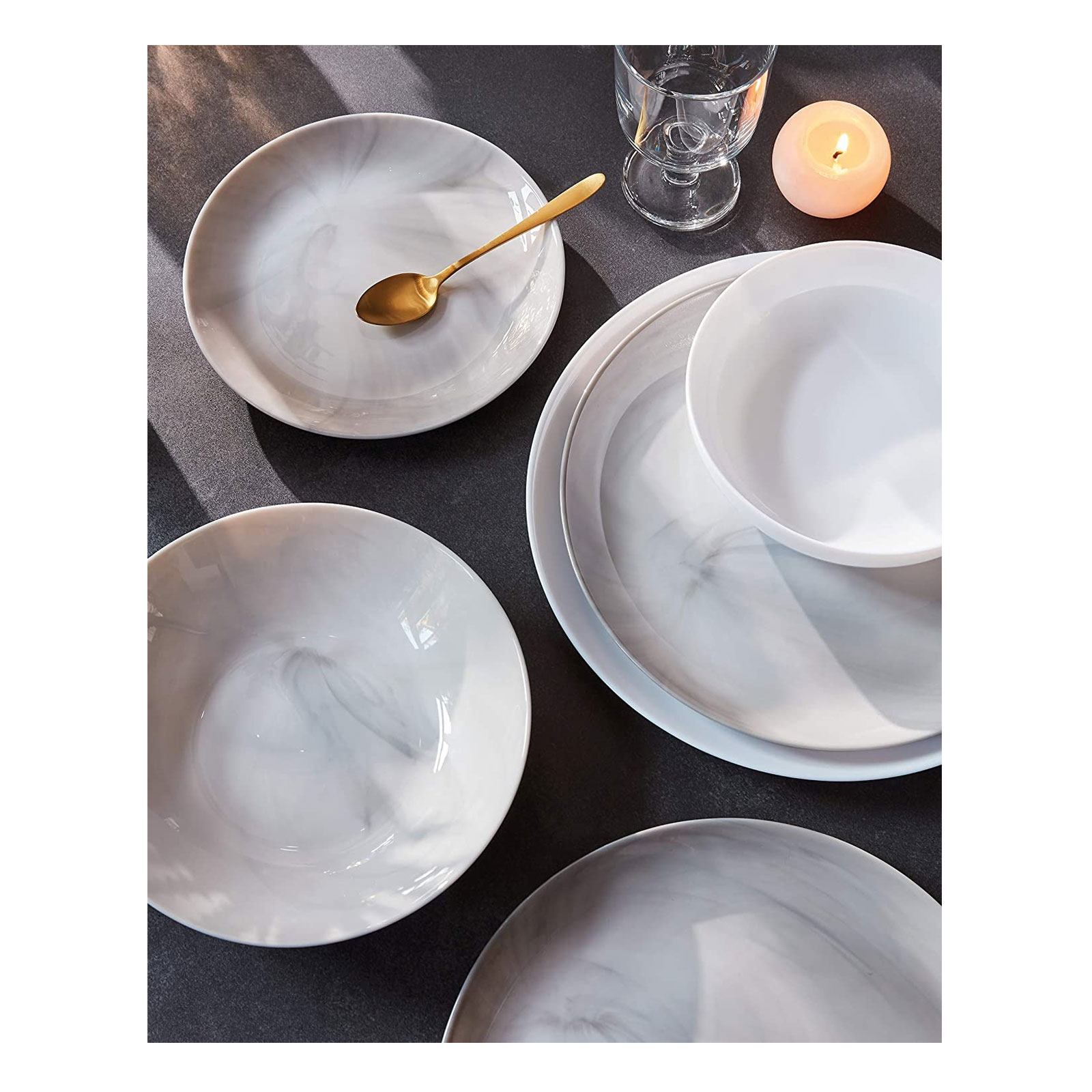 CreaTable, 33011, Serie Diwali MARMOR, Geschirrset, Tafelservice 18 teilig