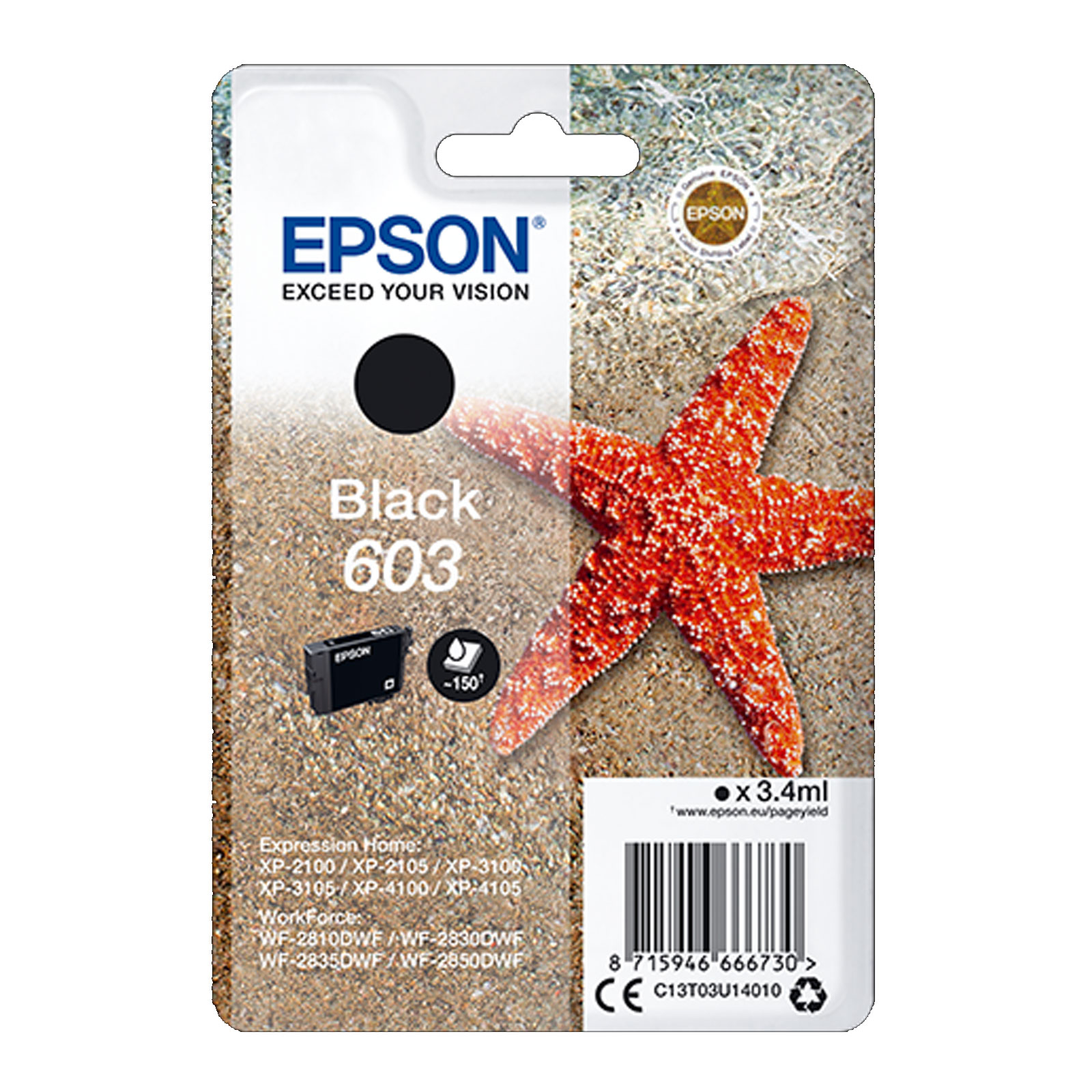 Epson C13T03U14010 Singlepack 603 Original Tinte "Seestern" Black