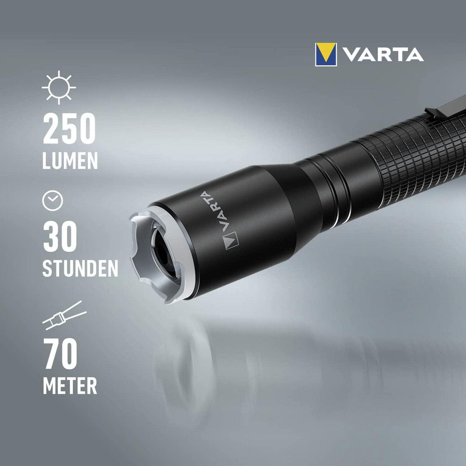 VARTA Aluminium Light F20 Pro Taschenlampe (stoßfest, LED, 2 x Longlife Power AA)