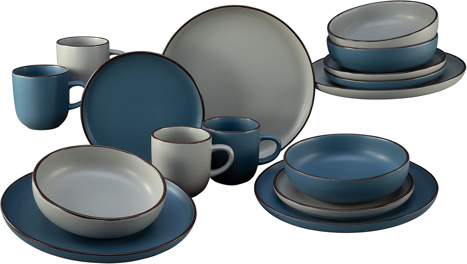 CreaTable, 21016, Serie Modern Scandic blue-grey, Kombiservice 16 teilig