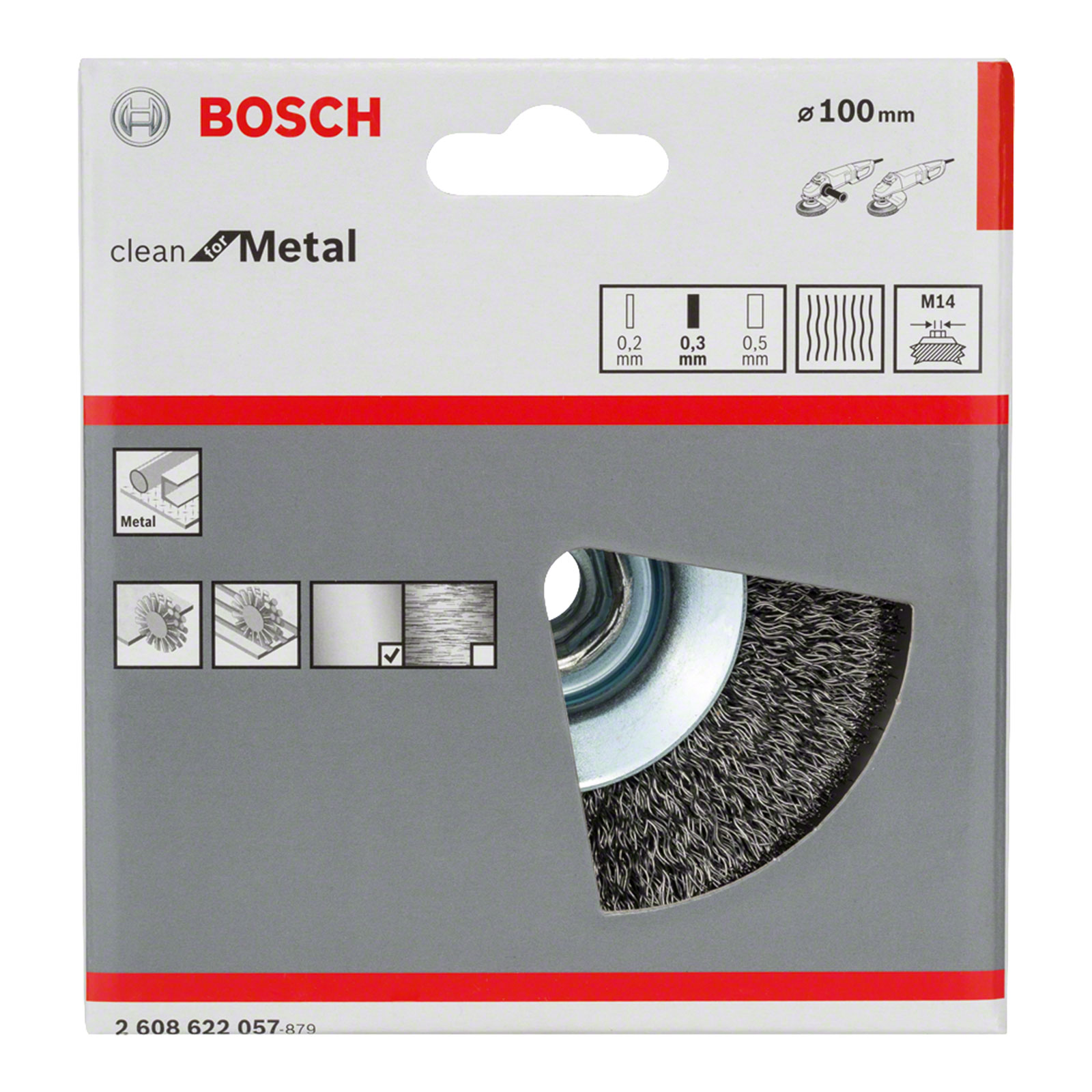 Bosch Professional 1 Kegelbürste M14, 100mm, gez., 0,5mm Stahl 