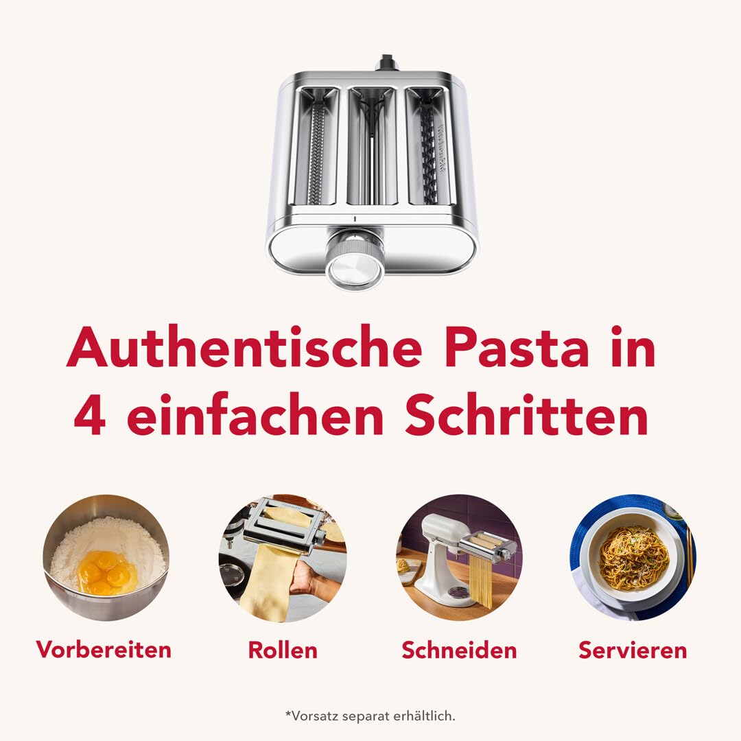 KitchenAid 5KSM3MPA Metall 3-in-1 Nudelvorsatz Nudelroller