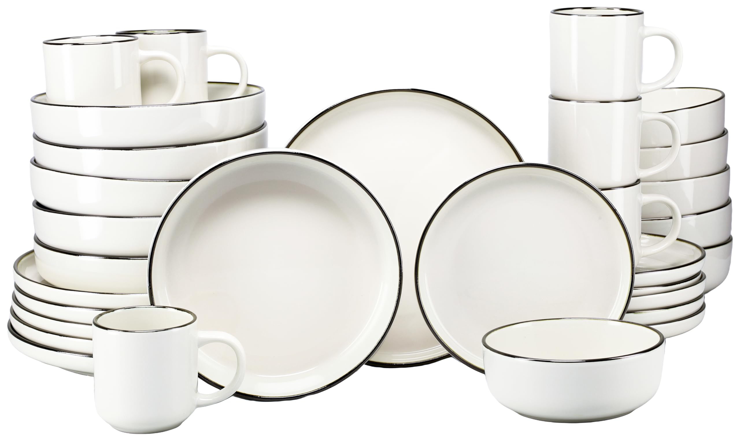 CreaTable 24794 Kombiservice Serie Nordic Festive Creme 30-tlg. 6 Personen
