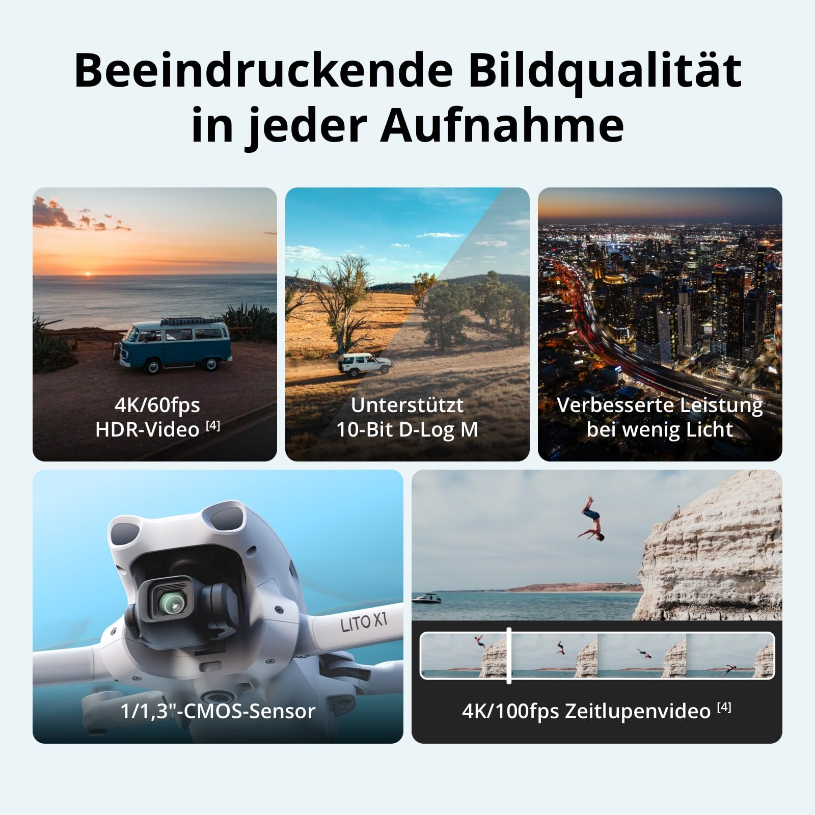 DJI Lito X1 Fly More Combo mit DJI RC 2, 4K Kameradrohne für Einsteiger