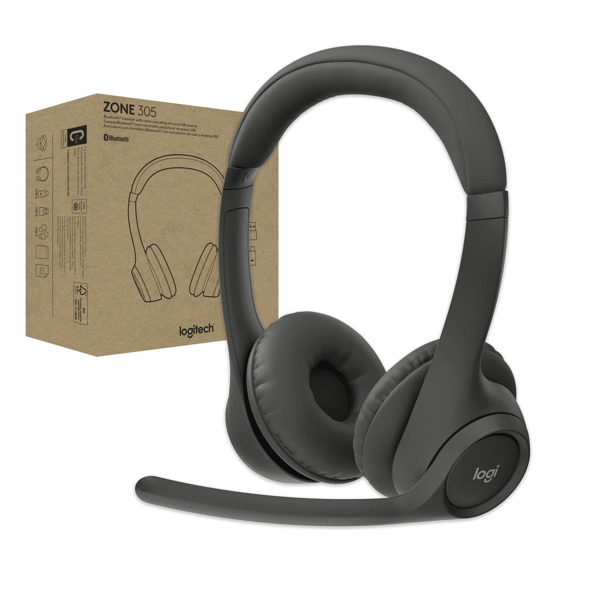Logitech Zone 305 for Business, Wireless Bluetooth Headset with Microphone