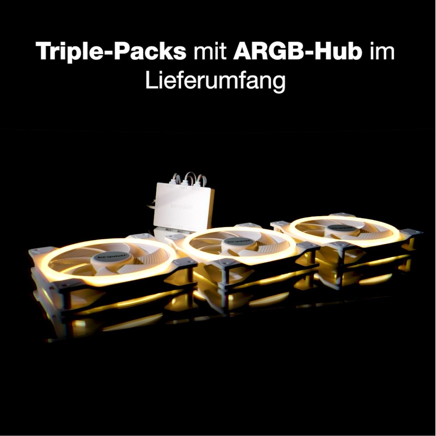 be quiet! Light Wings White 120mm PWM Triple Pack Gehäuselüfter, 3er Pack, BL100