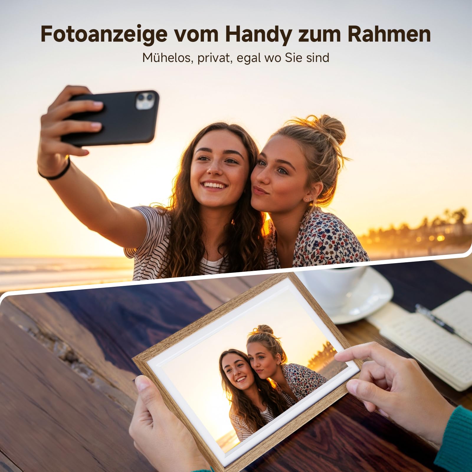 ROLLEI Digitaler Bilderrahmen Smart Frame WiFi 152 Holzoptik Eiche