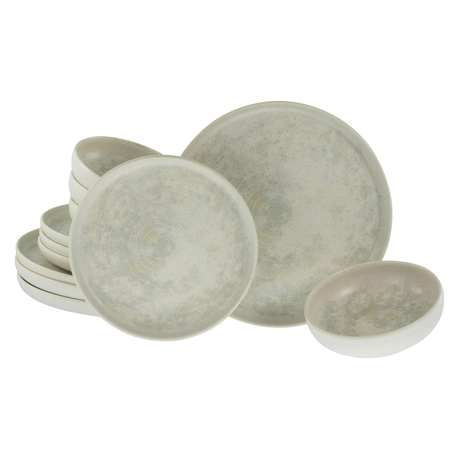 CreaTable, 23714, Serie Uno Athena , 12-teiliges Geschirrset, Teller Set aus Steinzeug, spülmaschinen- und mikrowellengeeignet, Qualitätsproduktion