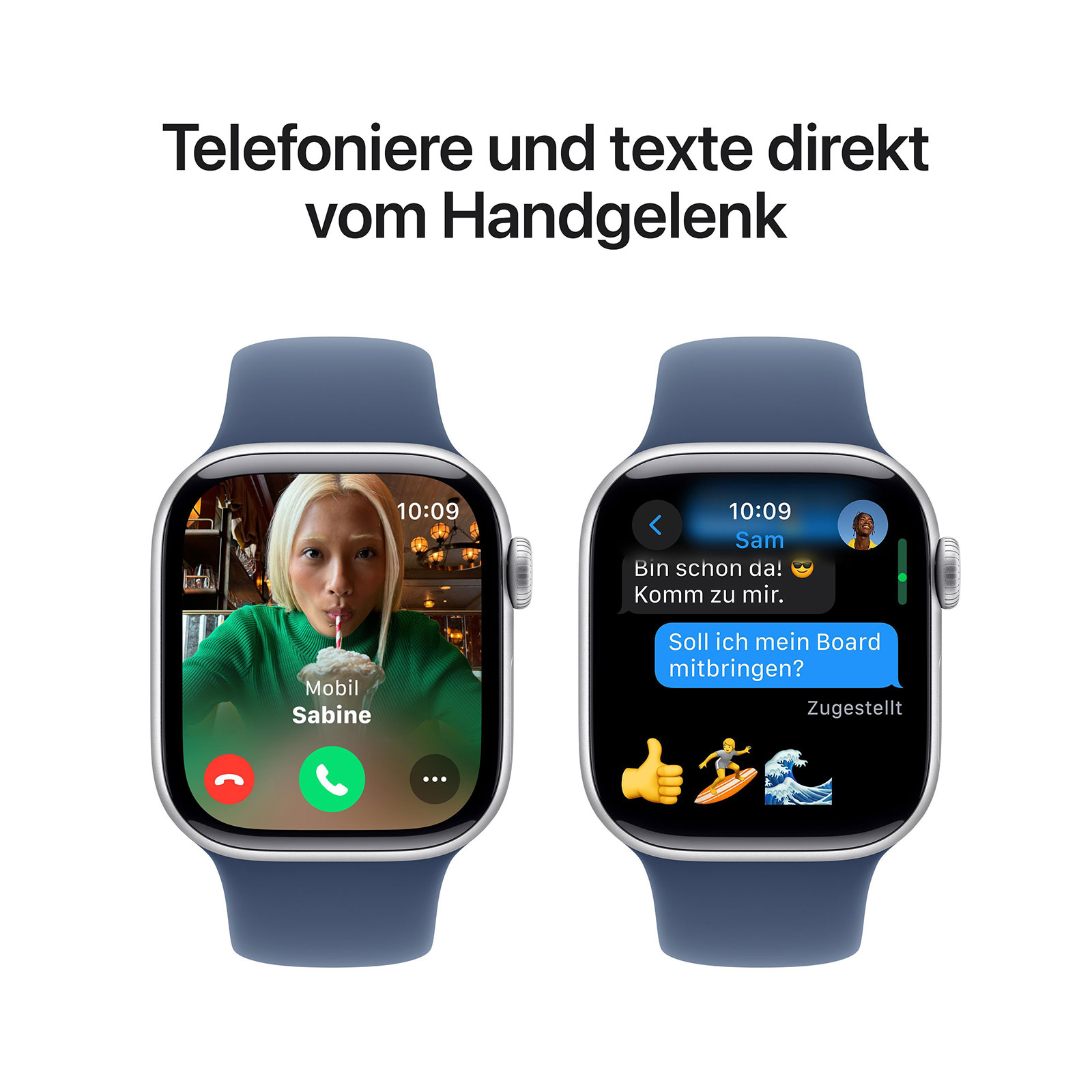 Apple Watch Series 10 GPS, 42 mm Aluminiumgehäuse Silber, Sportarmband Denim - M/L