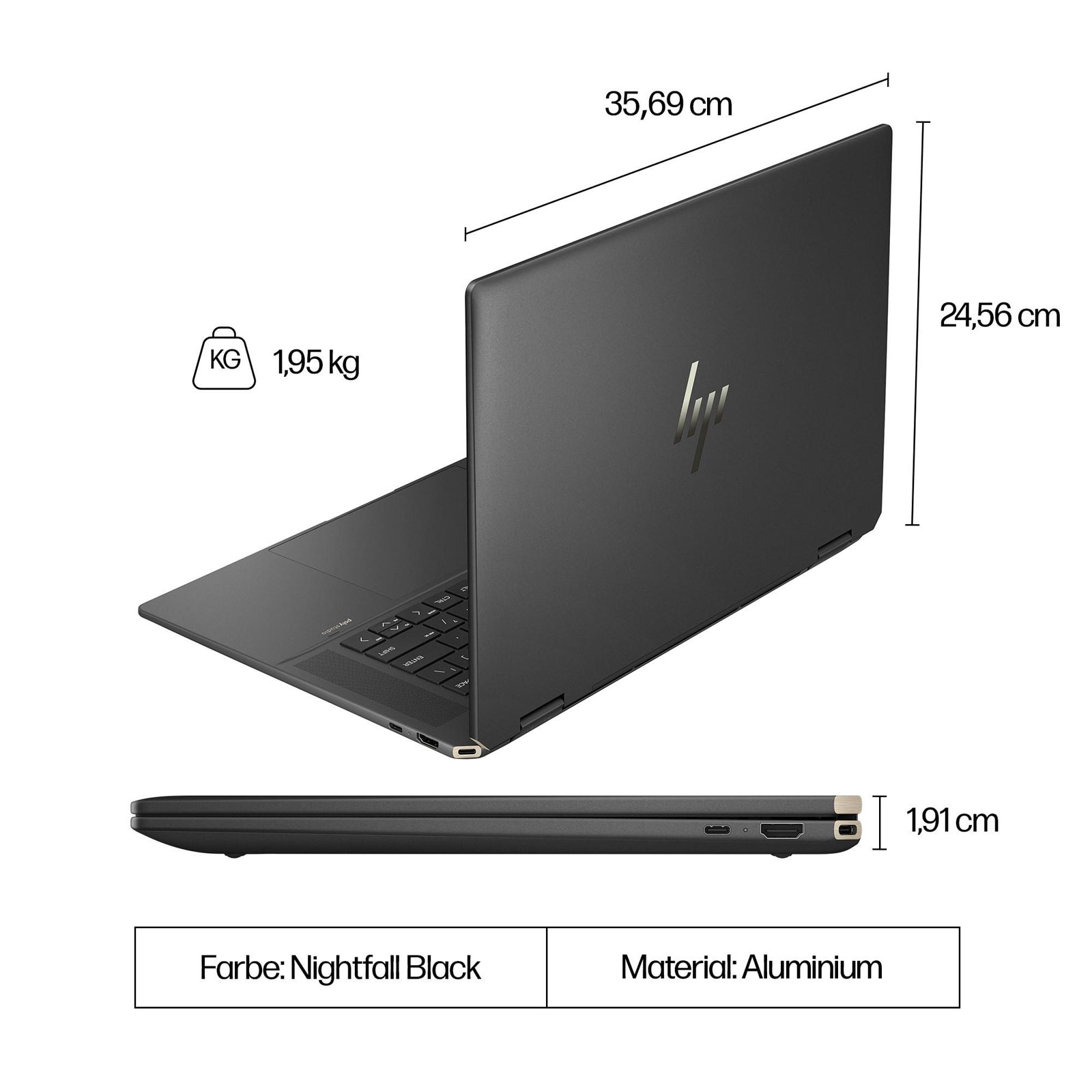 HP Spectre x360 16-aa0677ng, 16 Zoll, 2.8K, Intel Core Ultra i7-155, 32 GB, 1 TB M.2 SSD