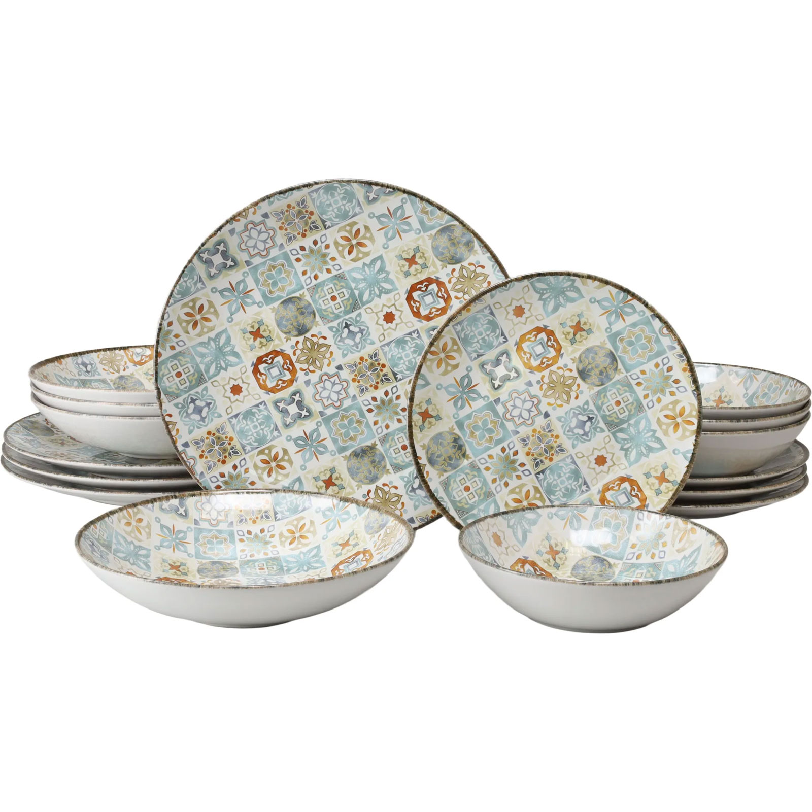 CreaTable, 24724, Serie Mosaik, 16-teiliges Geschirrset für 4 Personen