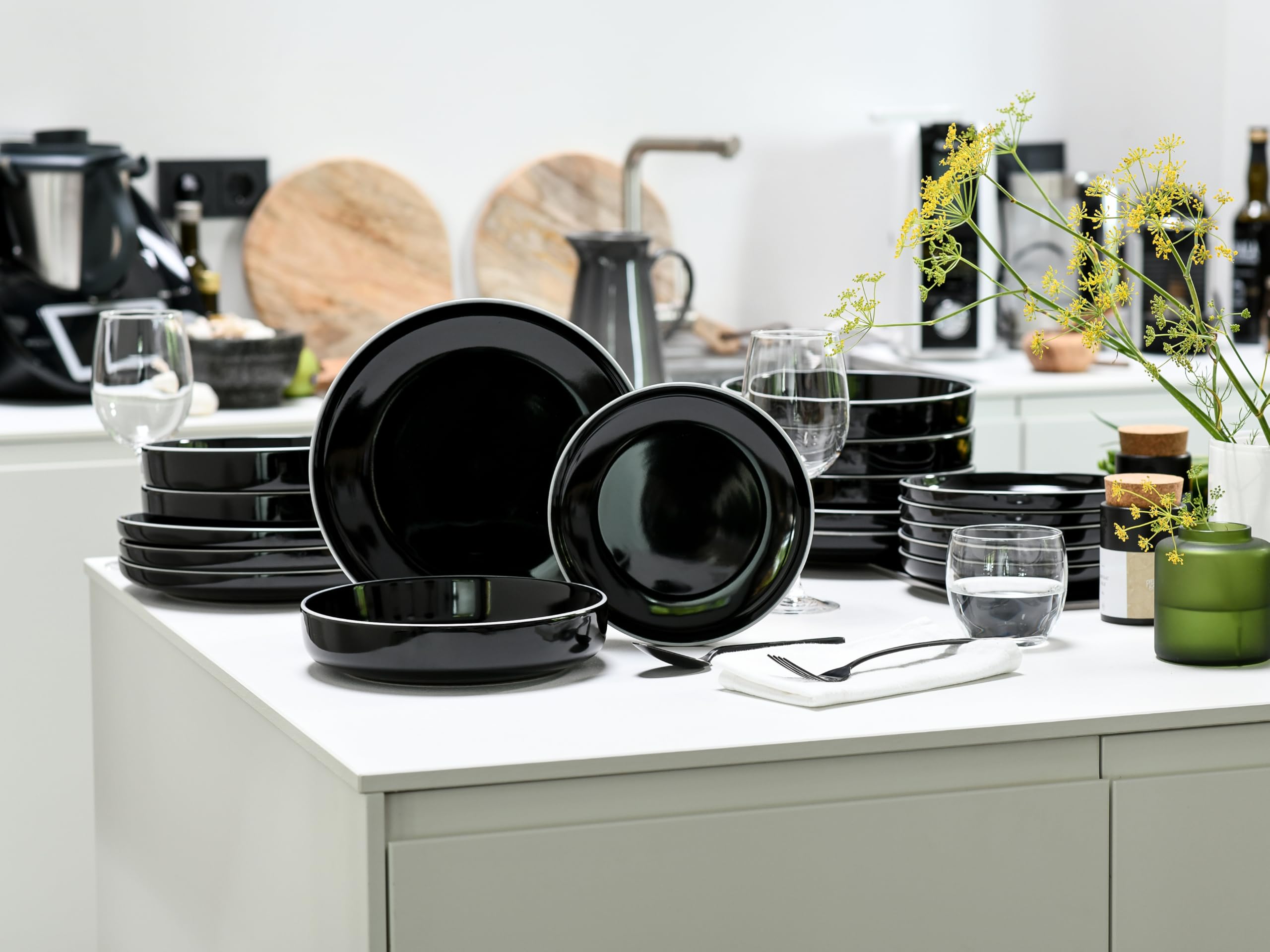 CreaTable 24806 Teller Set Nordic Gourmet Schwarz 18-tlg. 6 Personen