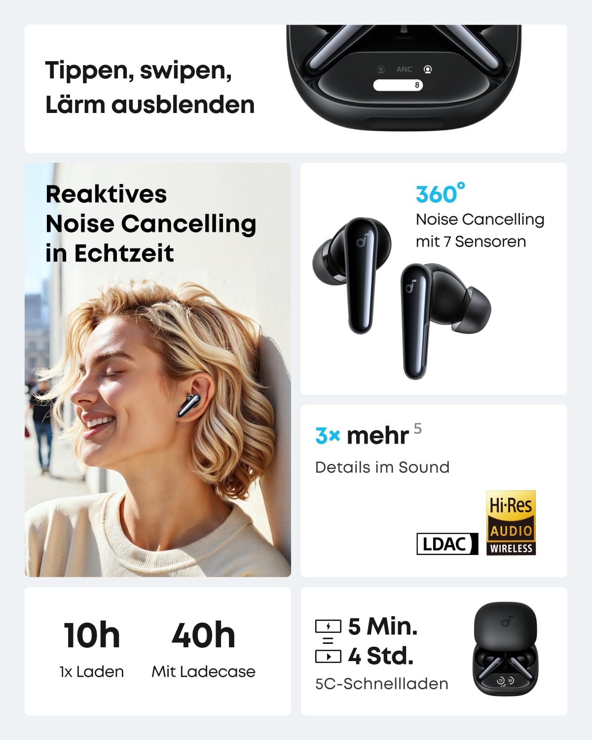 soundcore Liberty 4 Pro von Anker, Kabellose Noise Cancelling Kopfhörer