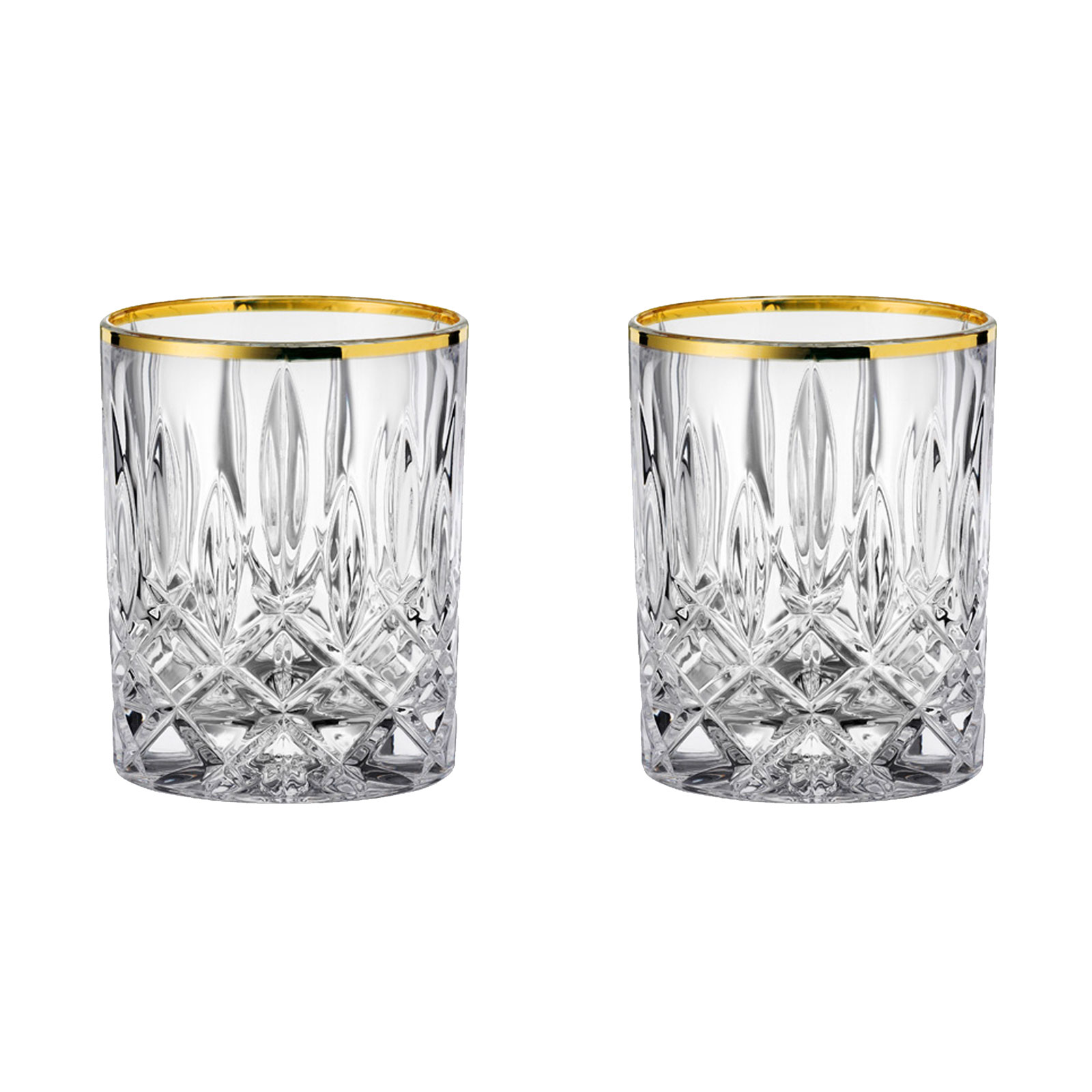 Nachtmann, 2-teiliges Whiskybecher Set, Whiskyglas mit Goldrand, Kristallglas, 295 ml, Noblesse Gold Edition, 104025